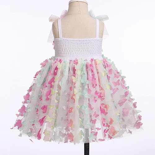 Miniatura 4 de ODASDO Vestido de fiesta de cumpleaños para niñas pequeñas, con lazo, tirantes delgados, tutú de tul, vestido de princesa, concurso de fiesta,
