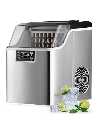 CREWORKS Countertop Ice Cube Maker, Self-Cleaning Control Panel, Water/Sensor Ice Scoop & Basket, 22KG/48LB - 24H
