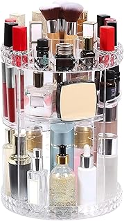 Zjyufy Clear Makeup Storage Organizer, 360 Degree Rotating Makeup Organizer, Makeup Display Stand for Bedroom Dresser Bathroom Vanity Countertop
