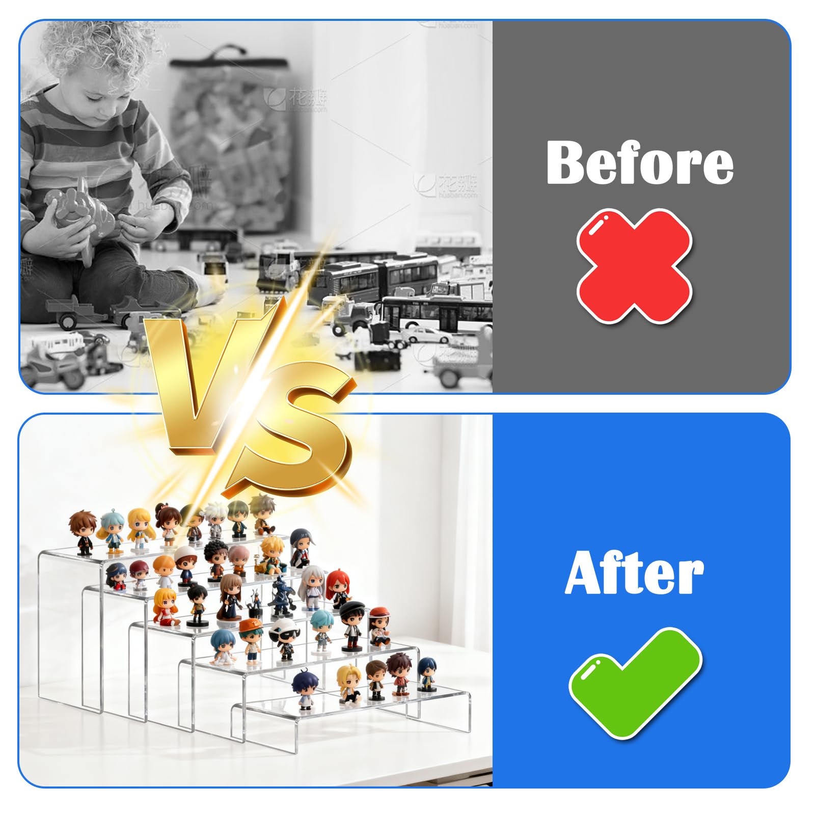 10 supporti per display in acrilico, 5 misure, trasparenti Riser, supporto per display, cosmetici, cupcakes