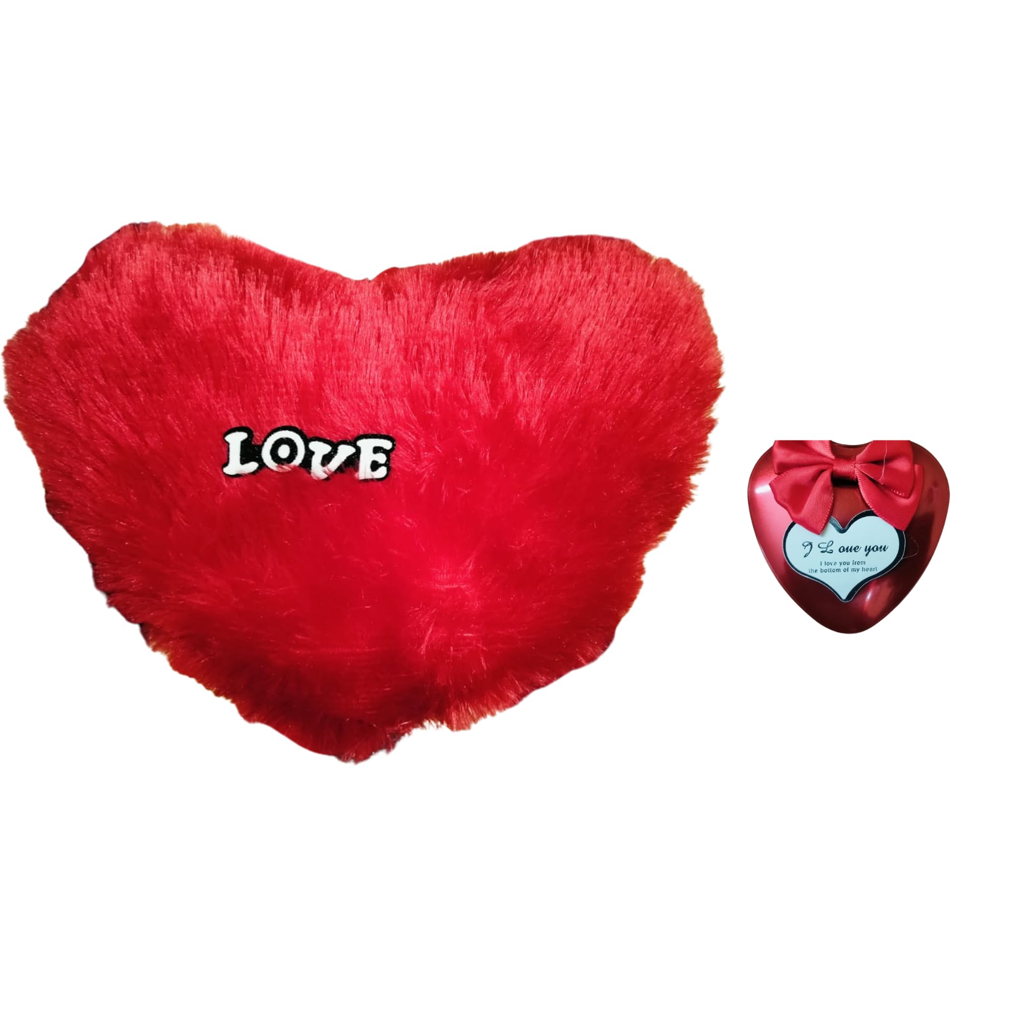 Heart Shape Fur Cushion Pillow with Gift Box of Teddy and Red Rose Flowers-Valentine, Anniversay,Birthday,Wedding Gift Item for Girlfriend,Boyfriend,Couples,Husband and Wife -Pack of 2-image-39