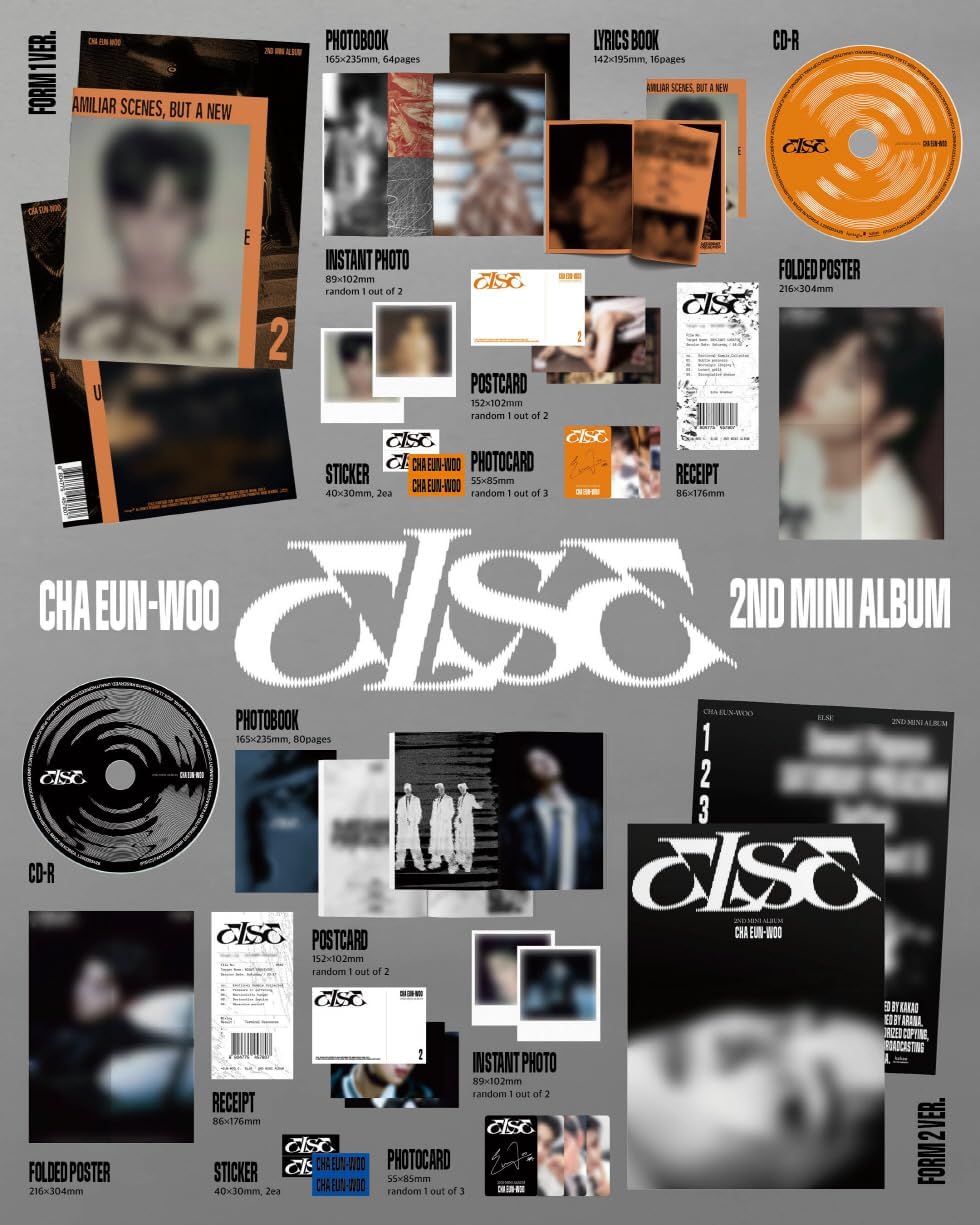 CHA EUN WOO ELSE 2nd Mini Album 3p Full Set (2Photobooks+1Kiwee)