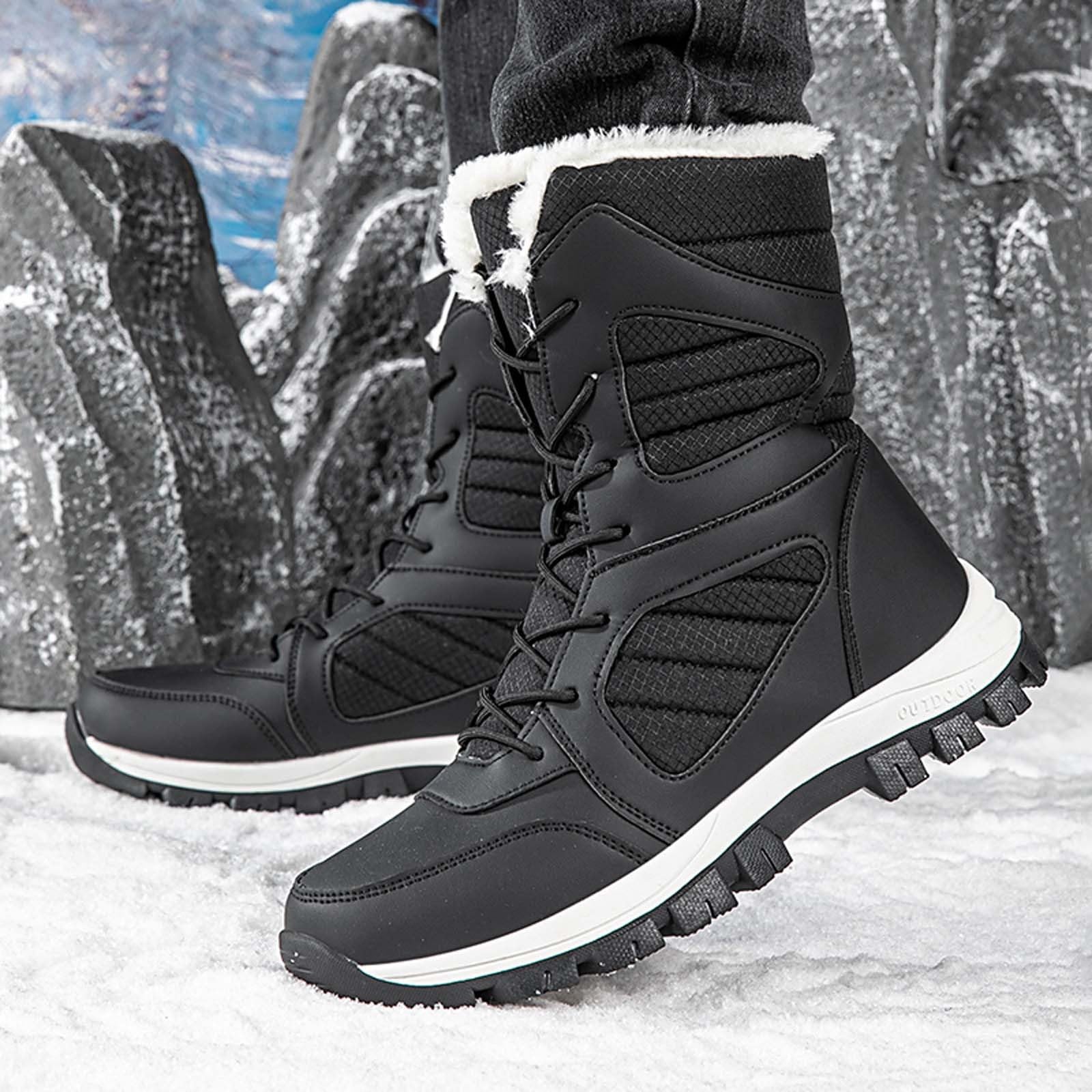 Bottes de Neige Femme Hiver Chaudes Bottes Fourrées Femme Mi-Mollet Confortable Botte de Neige Imperméable Snow Boots Fourrées de Ski Chaussures de Randonnée Antidérapantes Bottine Chaussure Hiver
