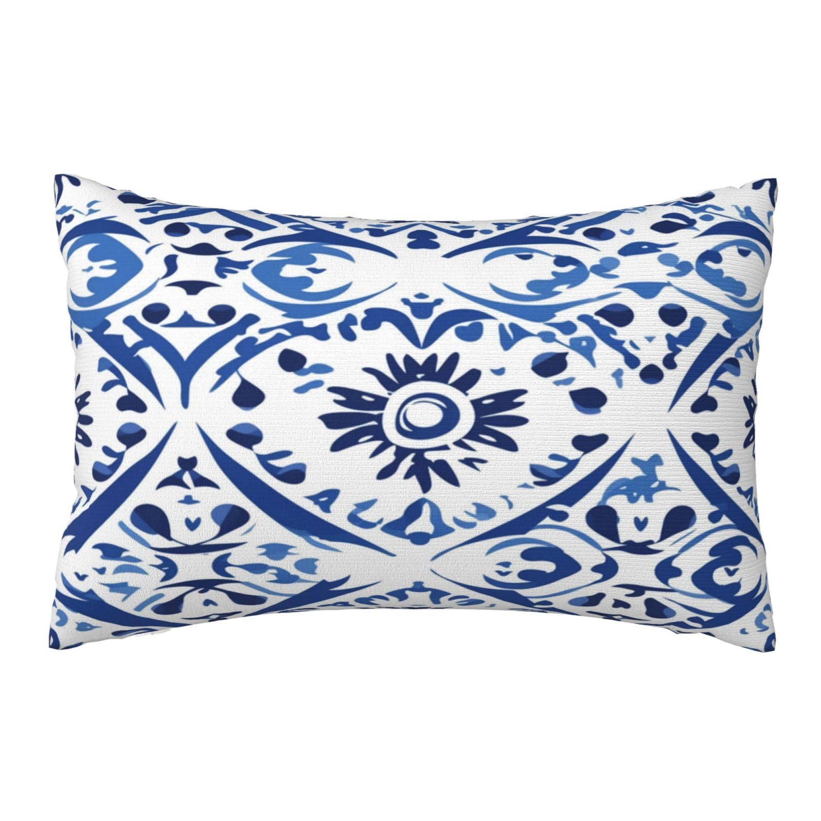 Outdoor Cushions Waterproof Boho Cushion Covers 50cm X 80 cm Set of 2, Blue Cushions Garden Cushions Waterproof Throw Pillow Covers, Rectangle Decorative Pillows for Car Patio Hoom Decor 20x32 In,Z172