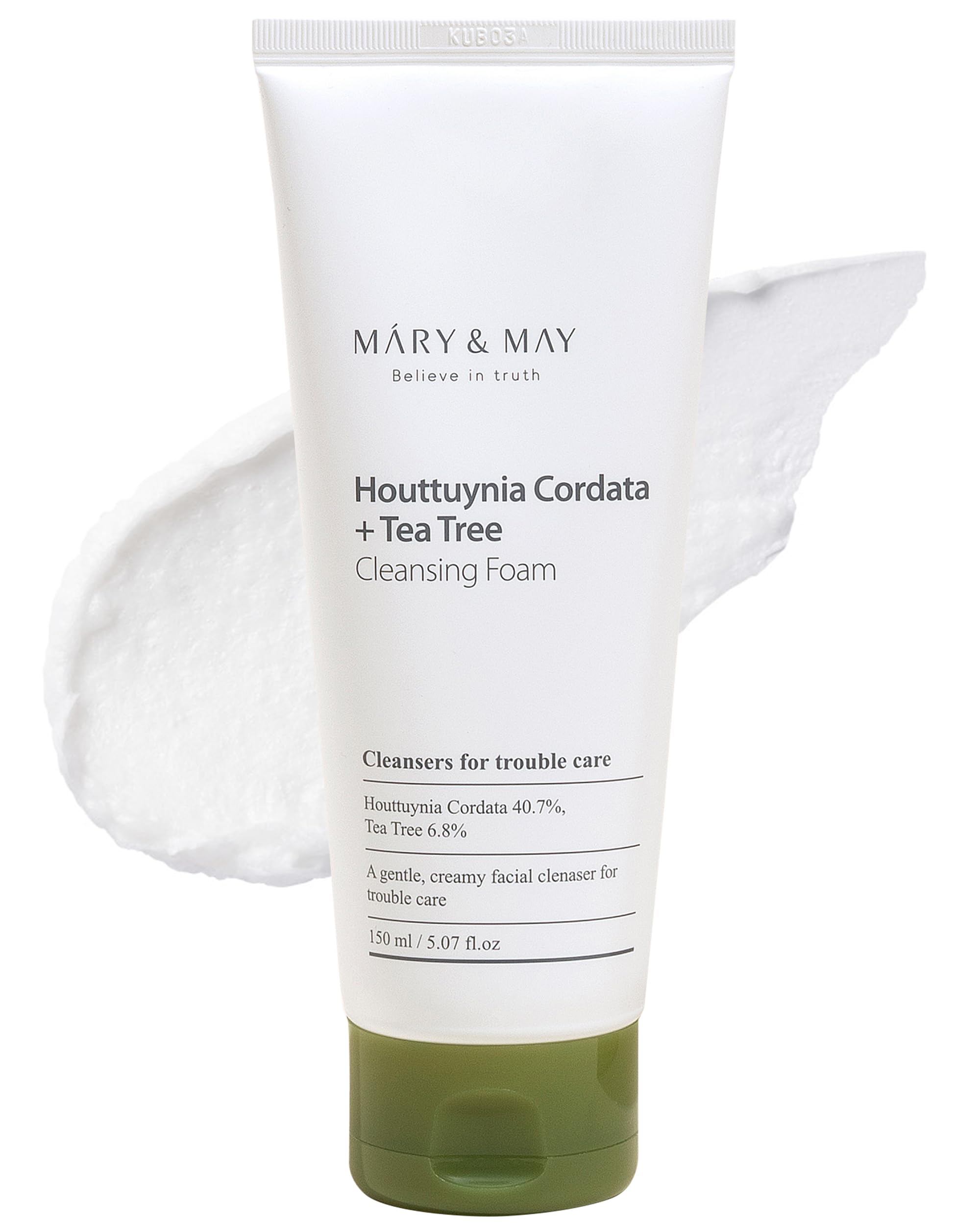 Mary&May Houttuynia Cordata + Tea Tree Deep Clean Foam, Pore Cleansing, Skin Trouble Care, Soothing Hydration