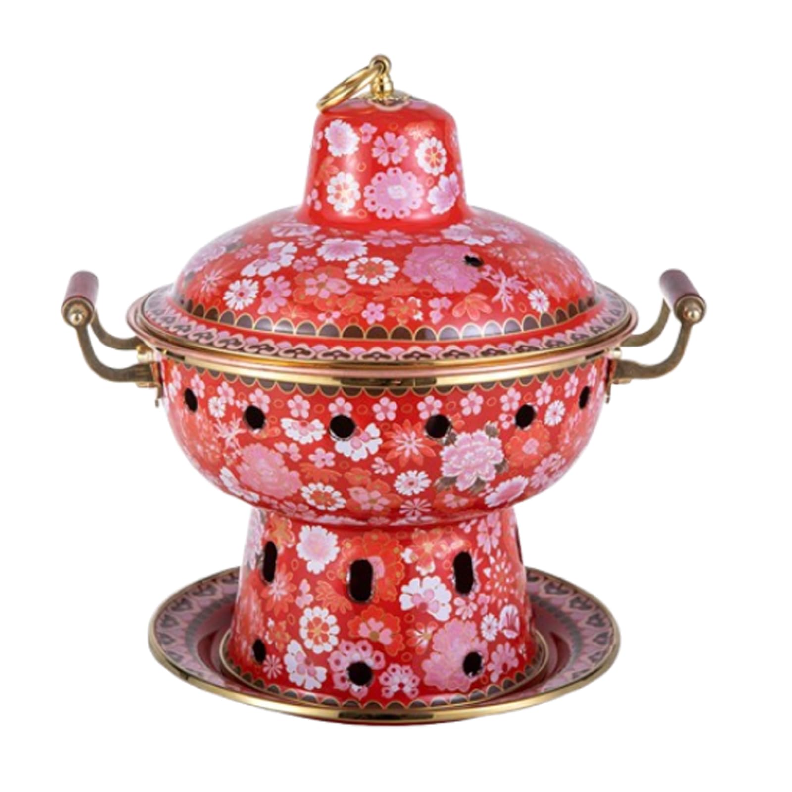 asdchZen Enamel Pot Cloisonne Hot Pot Buffet Hot Soup Pot Copper Single Person Hotpot Sturdy Home Use Shabu Pot Old Beijing Hot Pot,D,D