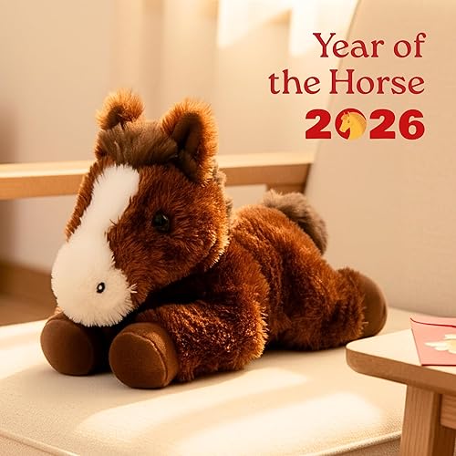 Miniatura 2 de The Petting Zoo Peluche de caballo de peluche, regalos para niños, animales de vida silvestre Scoopz, juguete de peluche de caballo marrón, 8