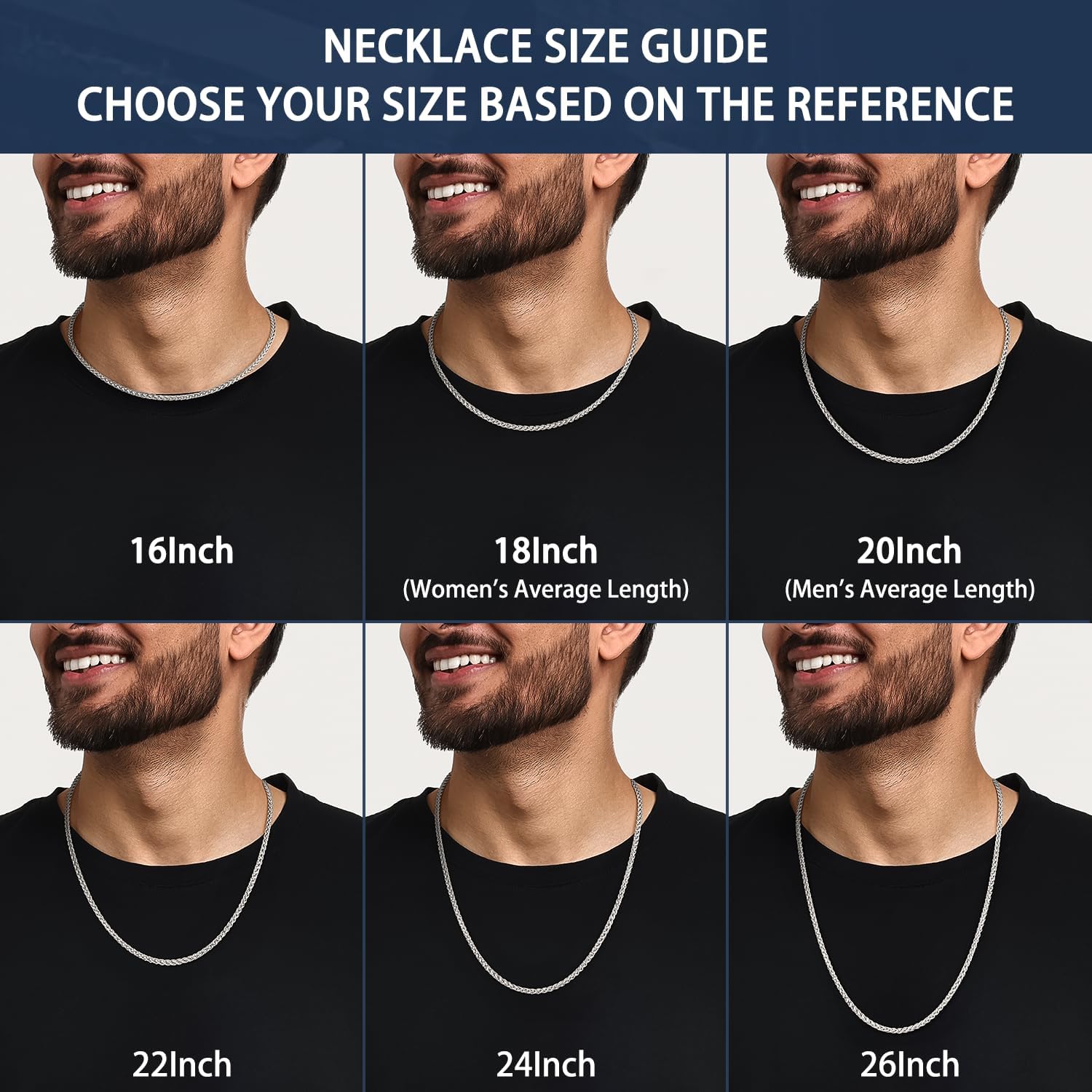 Jewlpire Silver Wheat Chain/14k Plated Gold Chain Necklace for Men, 2.5mm 3mm Chains for Men, Stainless Steel Necklace Chains for Men and Women, Mens Chain Necklace 16 18 20 22 24 26 Inch - Image 4