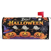 Halloween Ghost Boo Magnetic Mailbox Covers Spooky Bat Witch Pumpkin Spider Mailbox Cover Standard Size Full Magnet Garden Yard Porch Mail Boxes Cover Holiday Decorations 21" L x 18" W