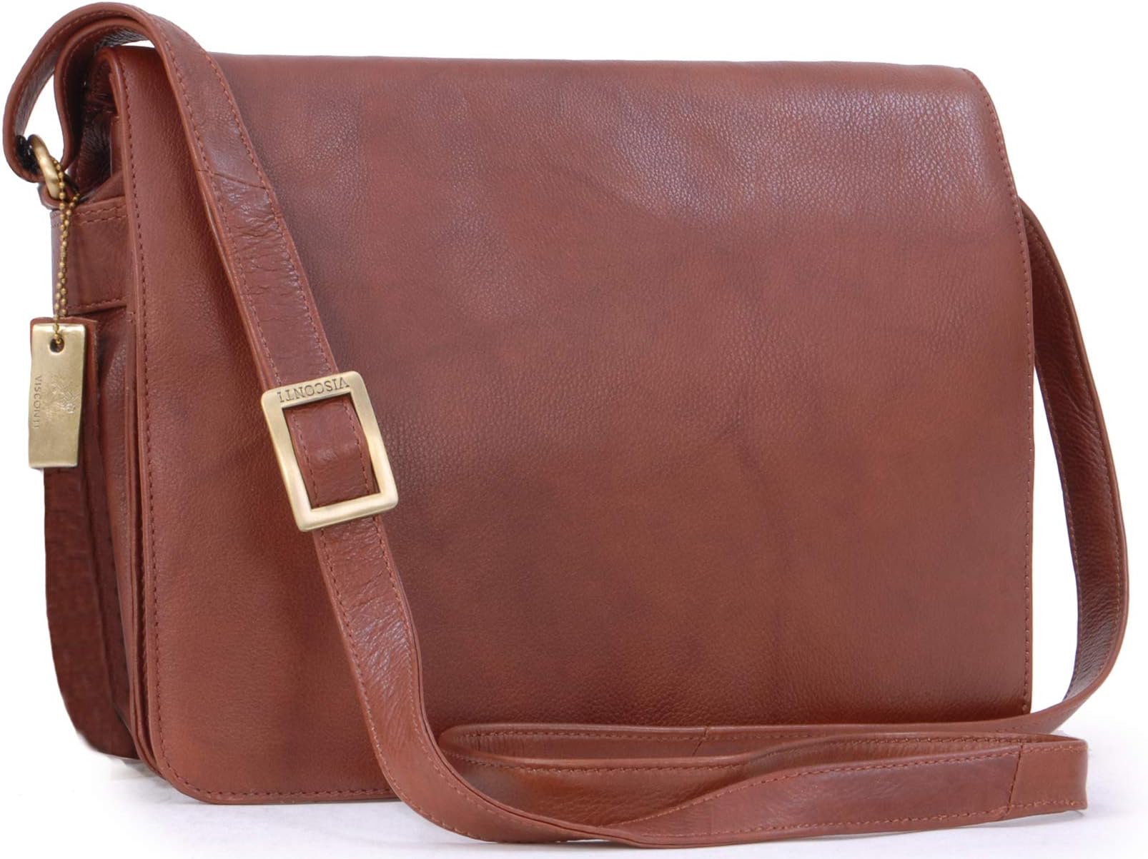 VISCONTIWomen's Medium Leather Cross Body Bag - Office Work Messenger Bag A5 - Multiple Pockets - Adjustable Shoulder Strap -Tess 754
