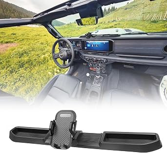 Phone Mount for 2024 2025 2026 Jeep Wrangler JL JLU Gladiator JT NOT for Wrangler 4XE Multi-Mount Phone Holder Dash Mount System Kit Accessories with Dashboard Tray Storage Box