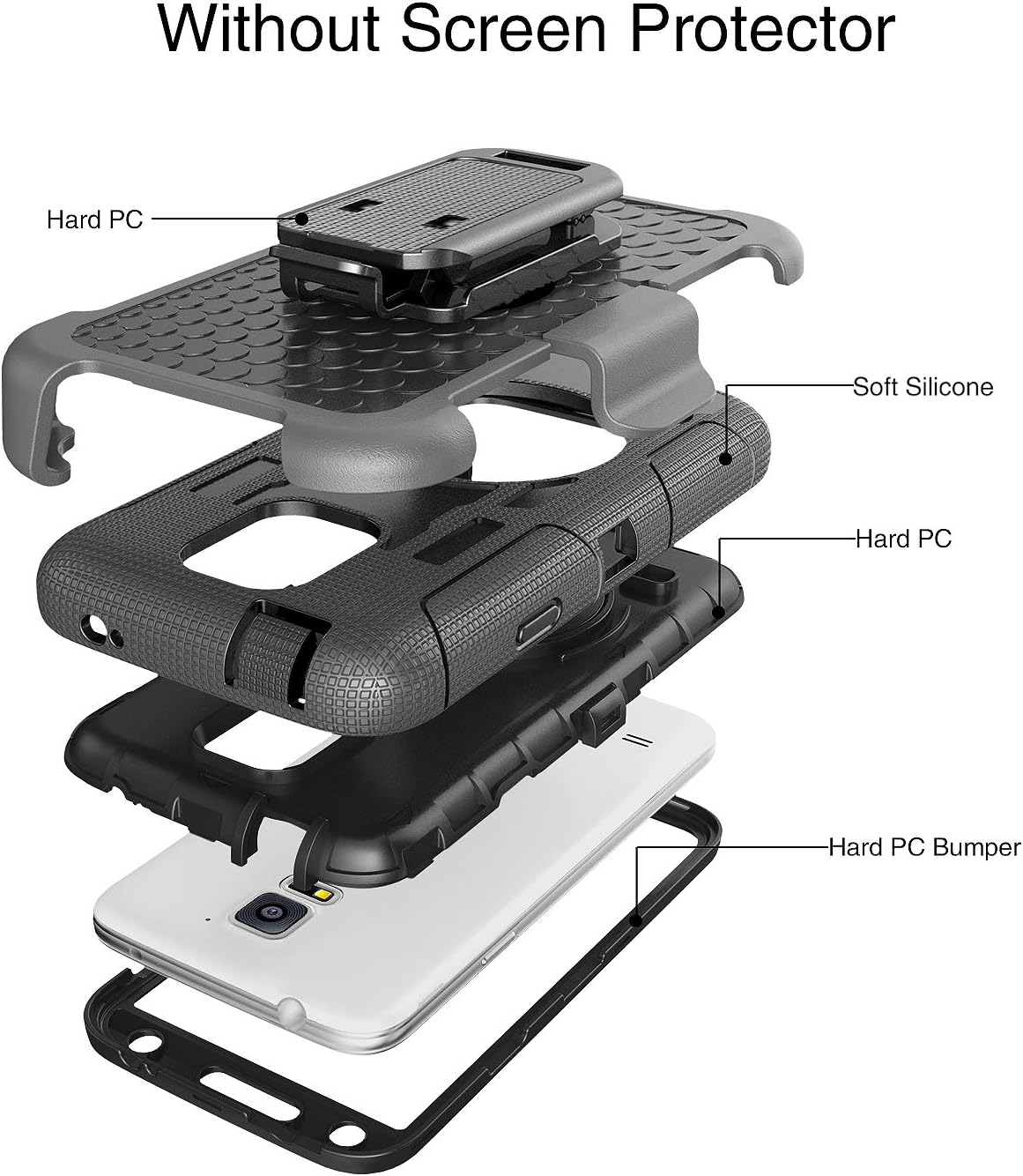 BENTOBEN Galaxy S5 Case, Galaxy S5 Case, Hybrid Protective Shockproof Soft Rubber&Hard Case with Rotating Kickstand Belt Clip Holster Cover Case for Samsung Galaxy S5 S V I9600 GS5 All Carriers, Black
