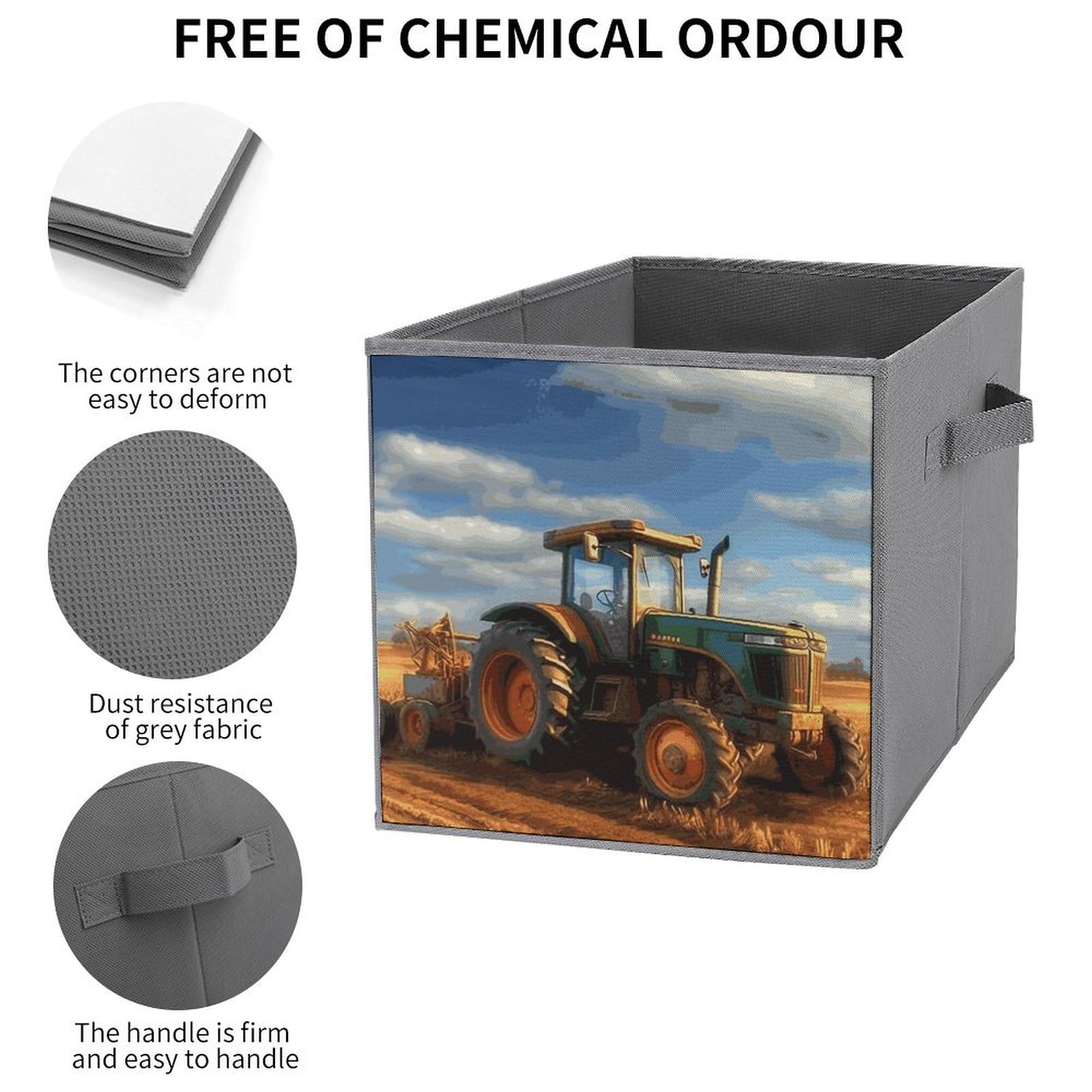 Boîtes de rangement fantastiques en forme de tracteur agricole - Panier de rangement pliable pour étagères et placards - Boîtes de rangement pliables pour vêtements