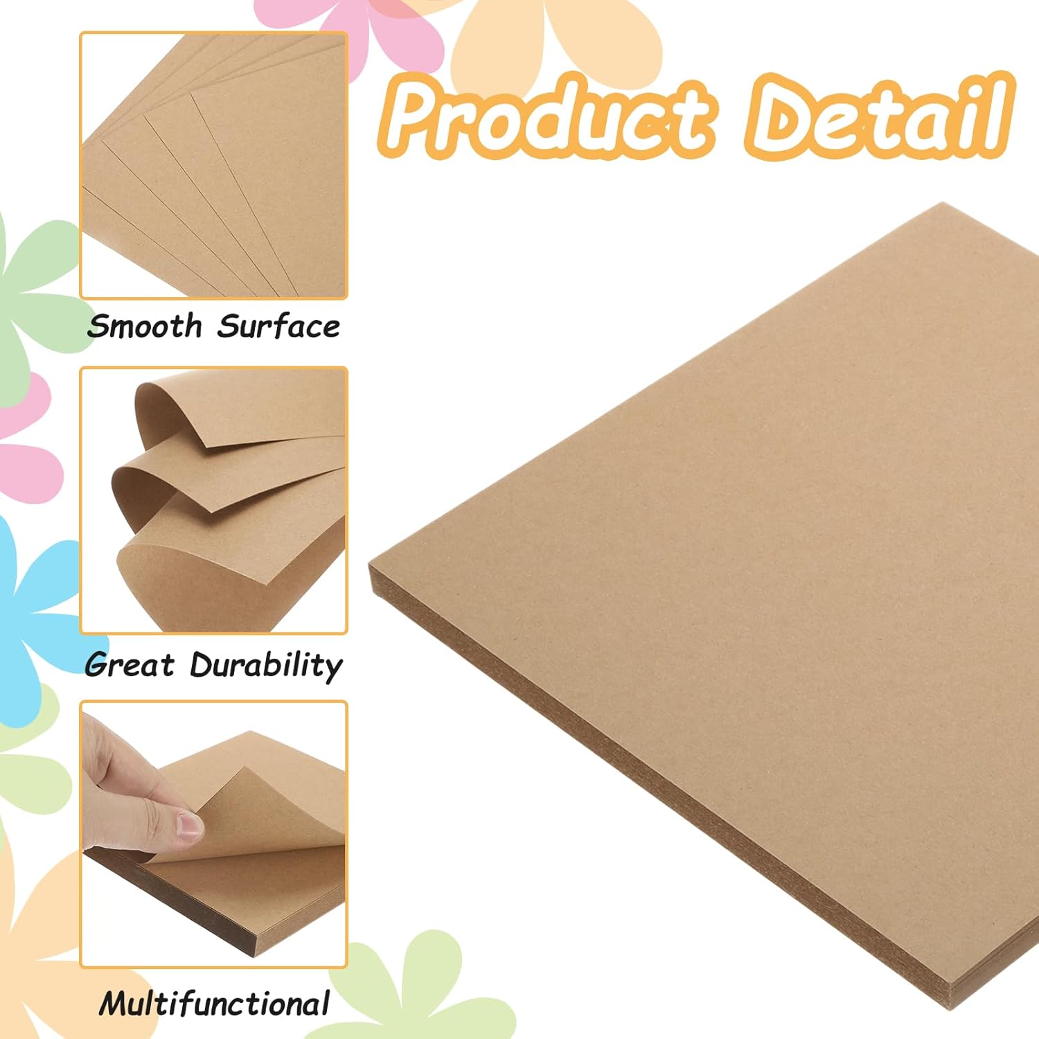 MECCANIXITY 40Pcs Kraft Paper, 13 x 13 Inch Kraft Cardstock Paper Sheets Kraft Cardstock Cutouts for Art Supplies, Origami, Paper Crafting, Brown