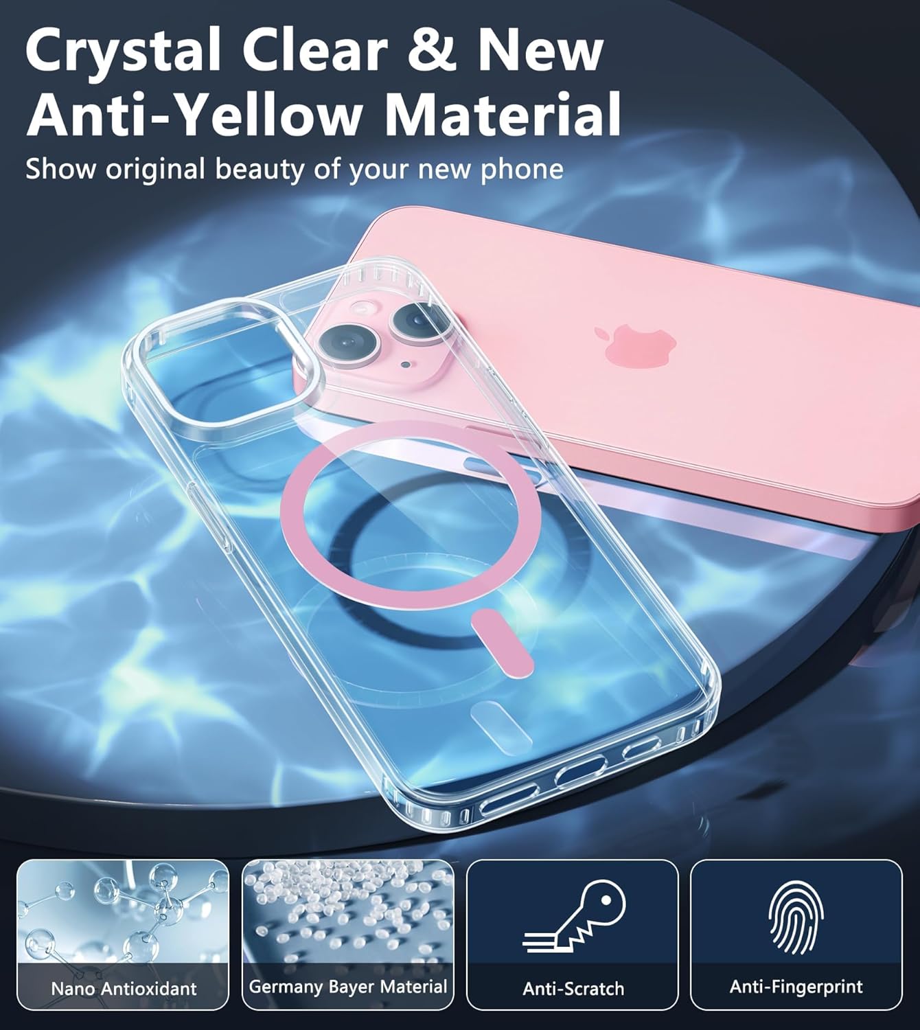 FNTCASE for iPhone 15 Phone Case: Defender Magnetic Clear Case Anti Yellowing Drop Protection Robust Shockproof Cell Phone Cover for iPhone 15 Case 6.1 Inch Pink Clear 4 71W6E8IXJUL. AC SL1500