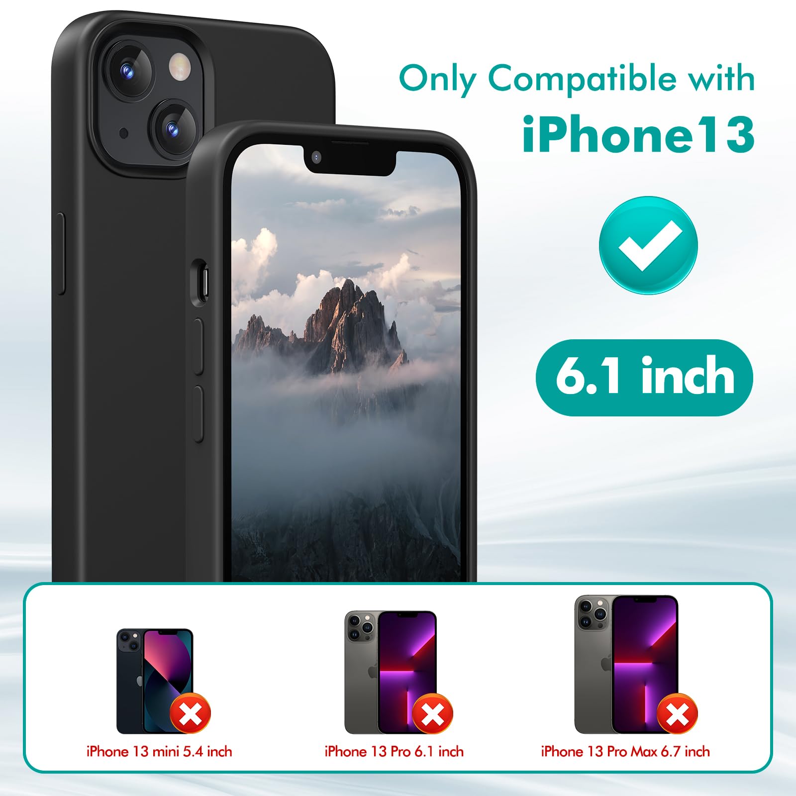 TIIXXE Silicone Case Compatible with iPhone 13 Case Soft Ultra Slim Protective Shockproof Liquid Silicone Phone Case,Anti-Scratch Microfiber Lining - Image 2