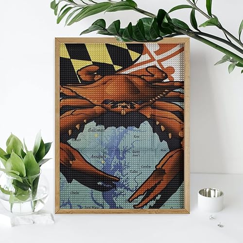 Miniatura 7 de Maryland Crab Square Full Drill Diamond Wall Art Kits for Adults Crystal Picture Home Decor