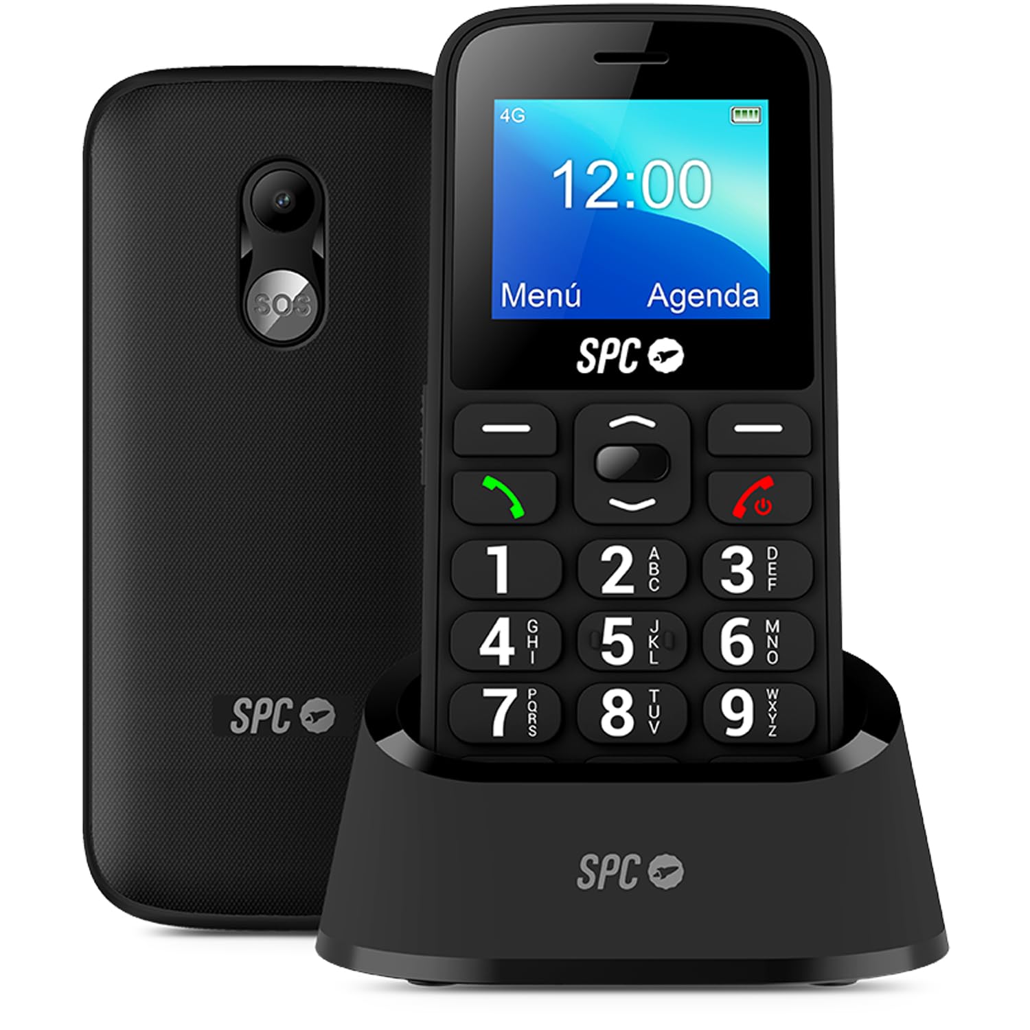 SPC Jasper 2 Téléphone 4G pour séniors Noir