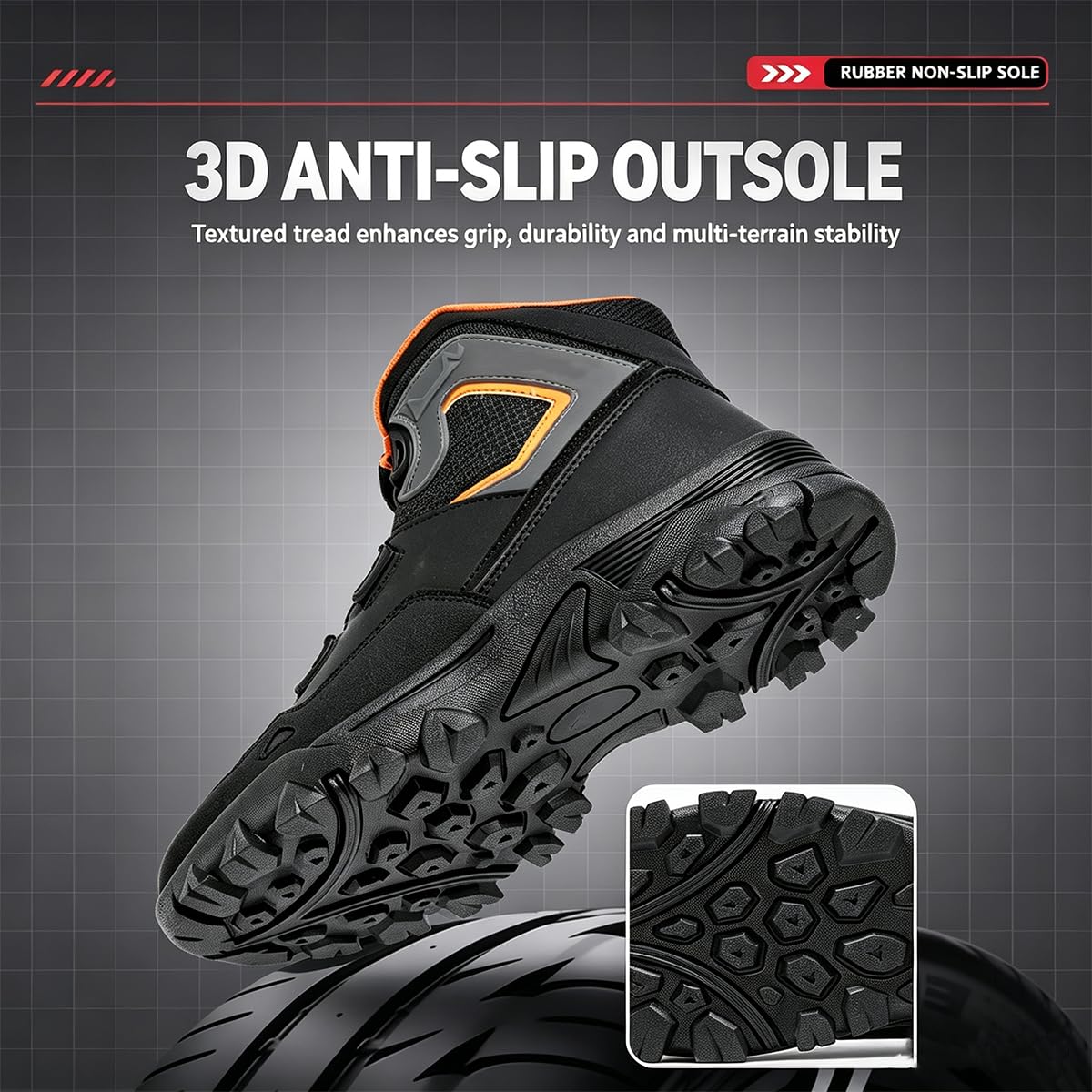 Stivali da Moto Uomo Sneakers Motociclista | Scarpe da Equitazione Stradale, Supporto alla Caviglia, Rinforzo Cambio, Lunga durata, Traspirante Casual