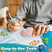 Vista 6 de Arcilla de modelado de secado al aire para niños - Aventura en el océano, kit de arcilla de 12 cajas con 4 herramientas y tutoriales, suave kit