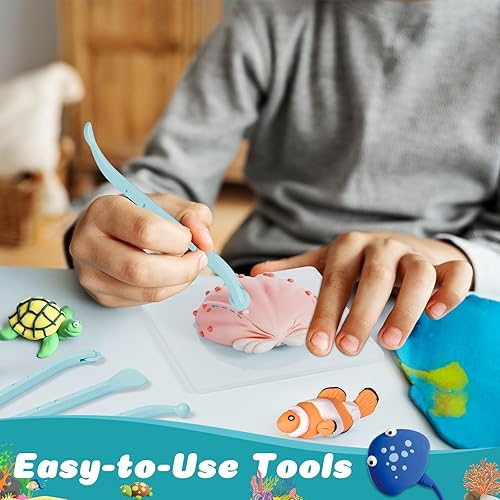 Miniatura 6 de Arcilla de modelado Air Dry para niños, juego de 12 cajas de arcilla con 4 herramientas y tutoriales, kit de manualidades suave para proyectos de