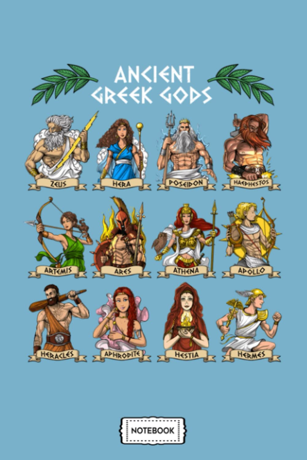 Ancient Greek Gods Notebook: 6x9 120 Pages, Journal, Lined College Ruled Paper, Diary, Matte Finish Cover, Planner
