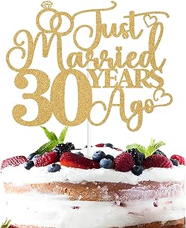 Just Married 30 Years Ago Cake Topper, 30th Anniversary Cake Decor, 30 Years & Loved, Happy 30th Wedding Anniversary Party Decorations