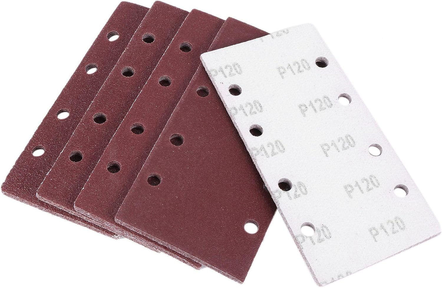 100 Pcs Sanding Pads,Sanding Paper Hook and Loop Sand Sheet 93x185mm Punched 8 Holes Grits 40/60/80/120