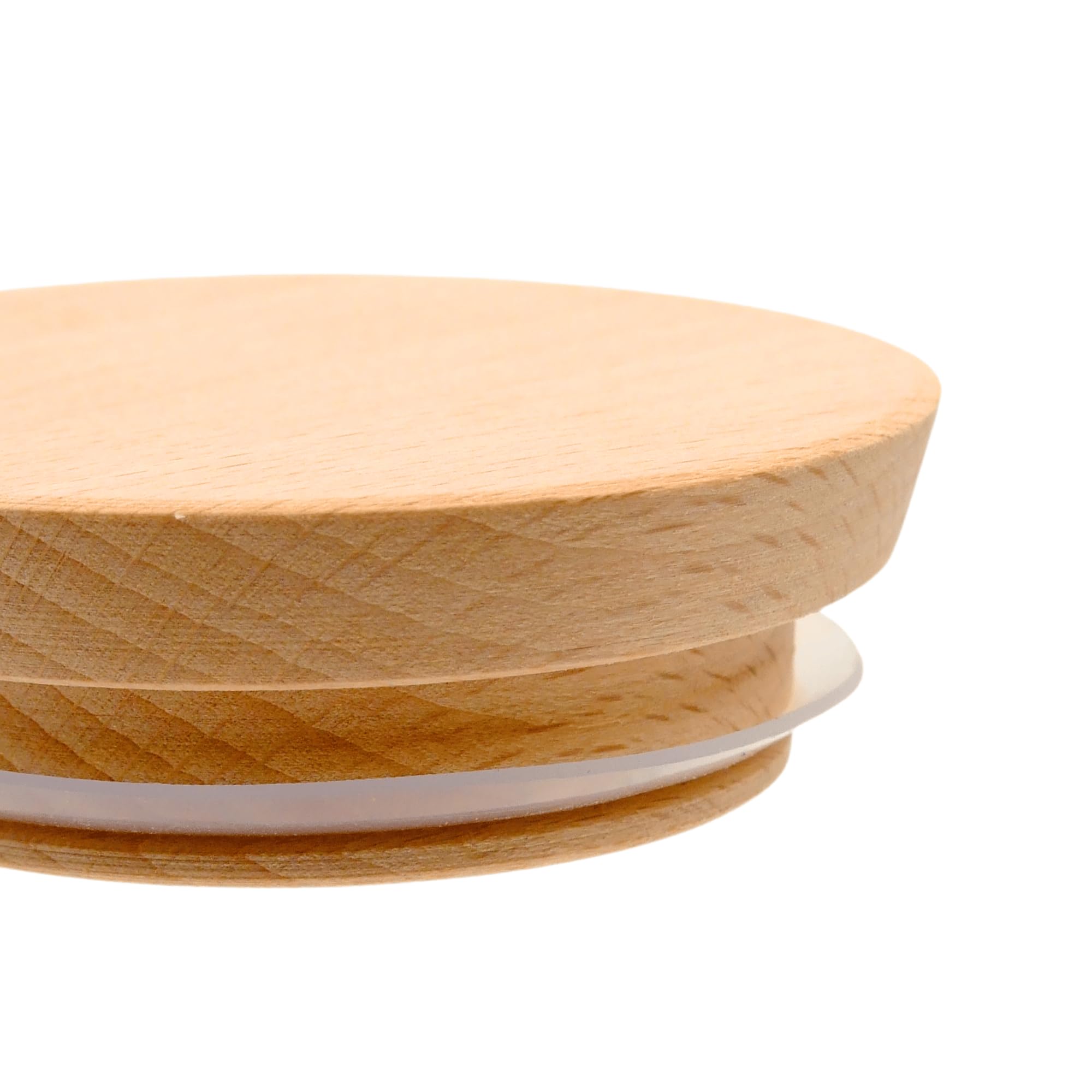 Coperchio in Legno con Guarnizione - Faggio, Coperchio in Legno per Barattolo, Coperchio in Legno per Tazza, Coperchio rotondo in legno (75/58mm x 5)
