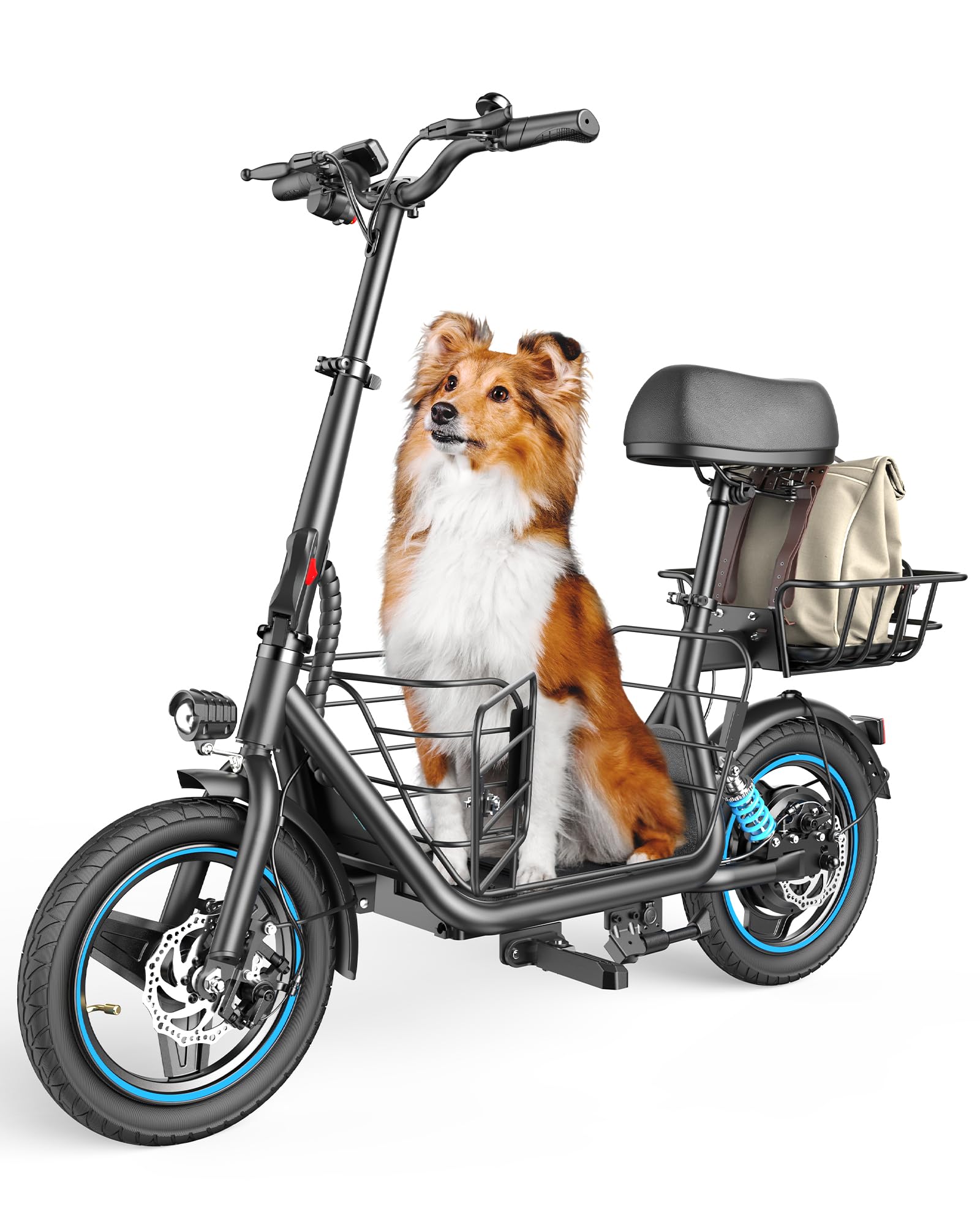 GyroorAdults Electric Scooter with Large Middle Basket, 550W Motor 18.6 MPH 20 Mile Distance, Foldable E-Scooter with seat for Pets & Cargo