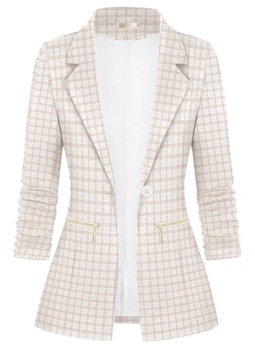 Genhoo Women's Long Sleeve Blazer Open Front Cardigan Jacket Work