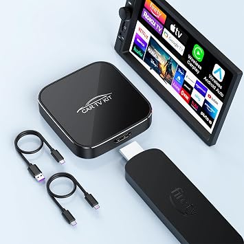 Car TV Mate Max with Wireless CarPlay and Android Auto Adapter, Fire TV Stick Converter for Car, 3 in 1 HD HDMl Multimedia Adapter Cast Video/Game to Cars for Wired CarPlay and Most Streaming Devices