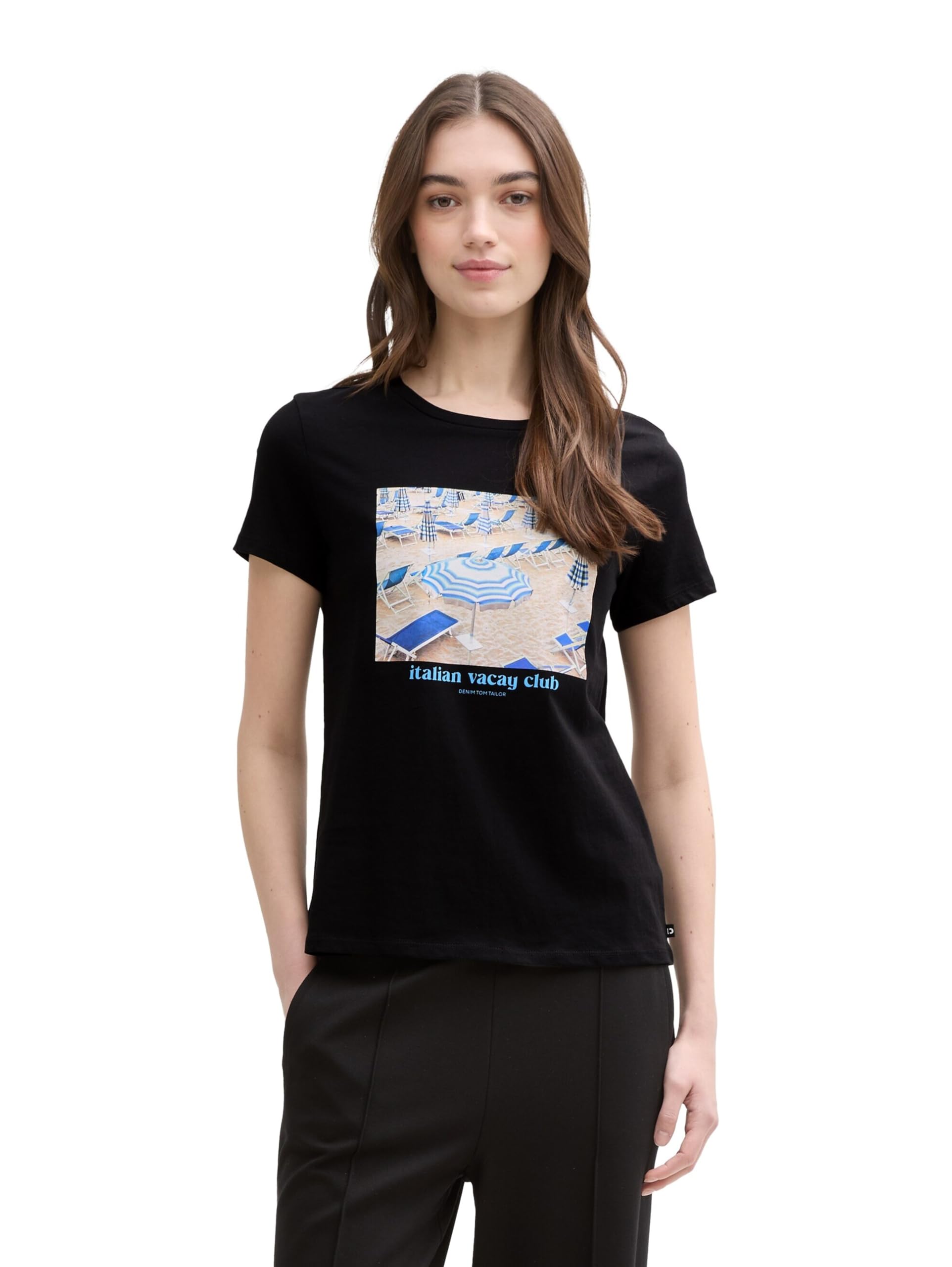 TOM TAILOR Denim Women's 1046557 T-Shirt, 14482-Deep Black, XS
