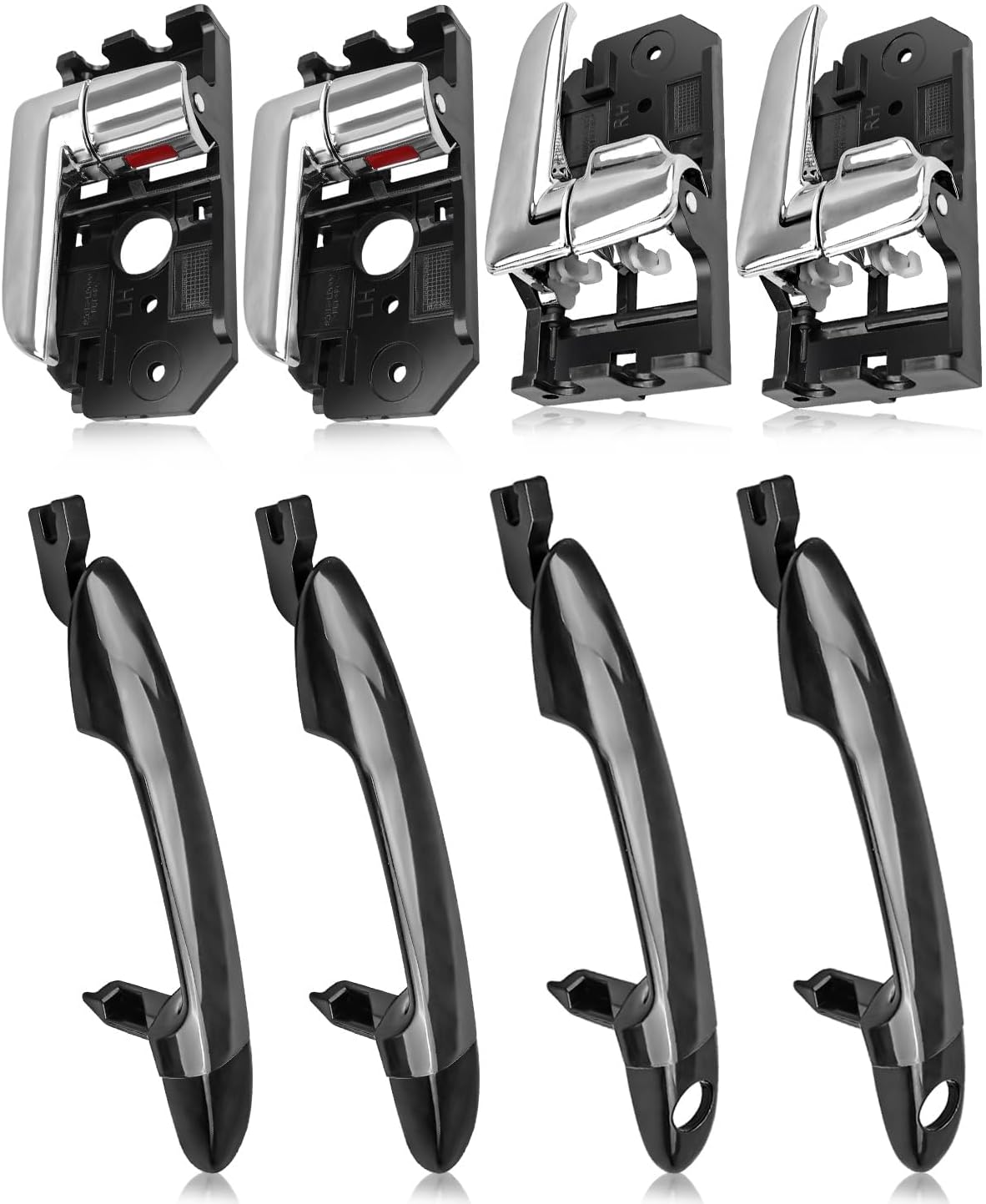 4-Pcs Exterior Outside Outer Door Handles Fit for Kia Spectra Spectra5 2004 2005 2006 2007 2008 2009 Replace 80753 82650-2F000 82670-2F000, Front and Rear Left Drive & Right Passenger Side