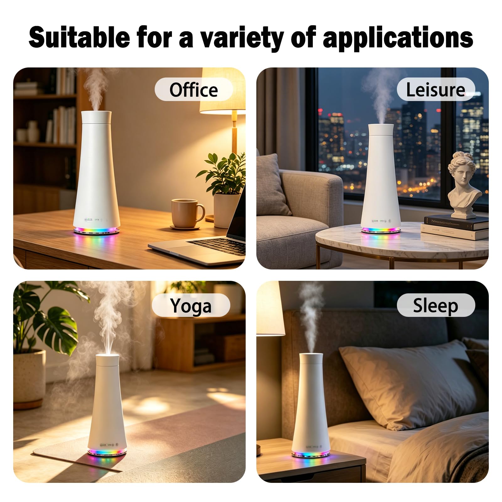 olio senz'acqua del diffusore del profumo 160ml messo per l'hotel, casa, grande stanza | Include 5 oli essenziali per hotel da 20 ml, luce notturna a LED a 7 colori, telecomando, copertura 1400 piedi quadrati.