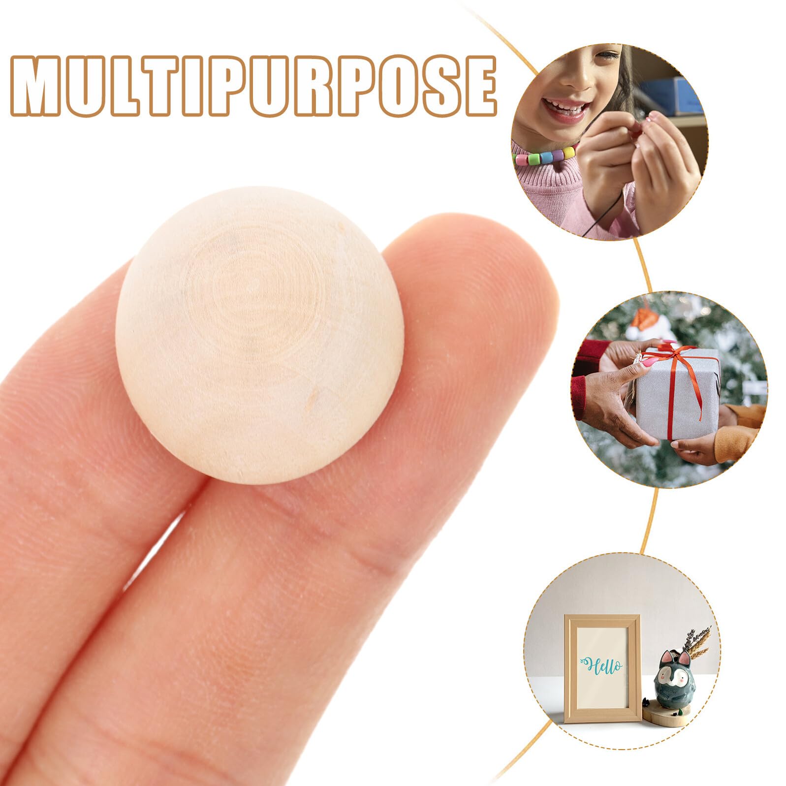 Bolas Semicirculares Medias Bolas de 20mm de Madera Natural 100 para Manualidades Piel Amable y Fáciles de Pintar para Regalos Hechos a Mano y Joyería