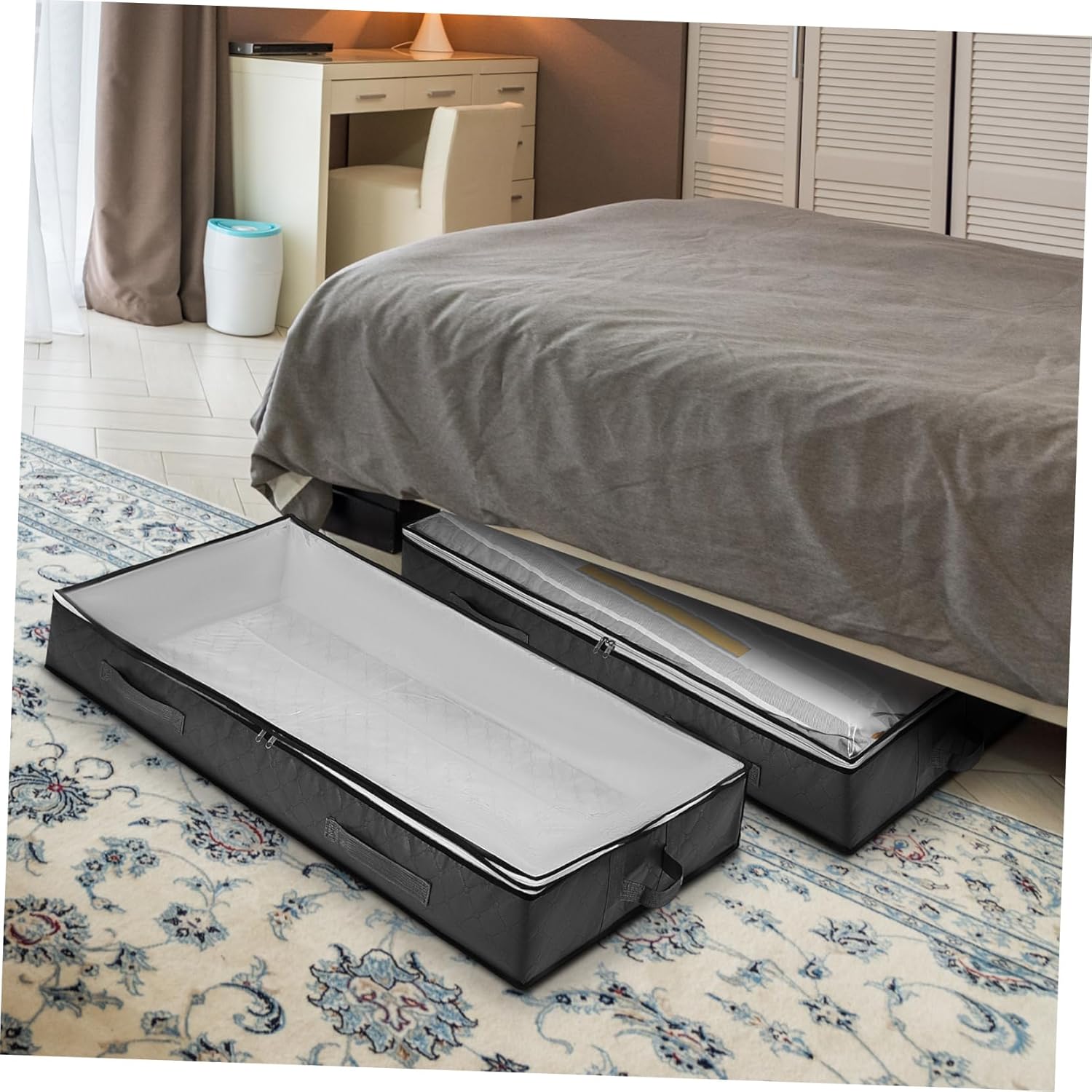 ABOOFAN 4pcs under Bed Storage Bags Foldable Closet Organizers Zippered Storage Containers for Clothes