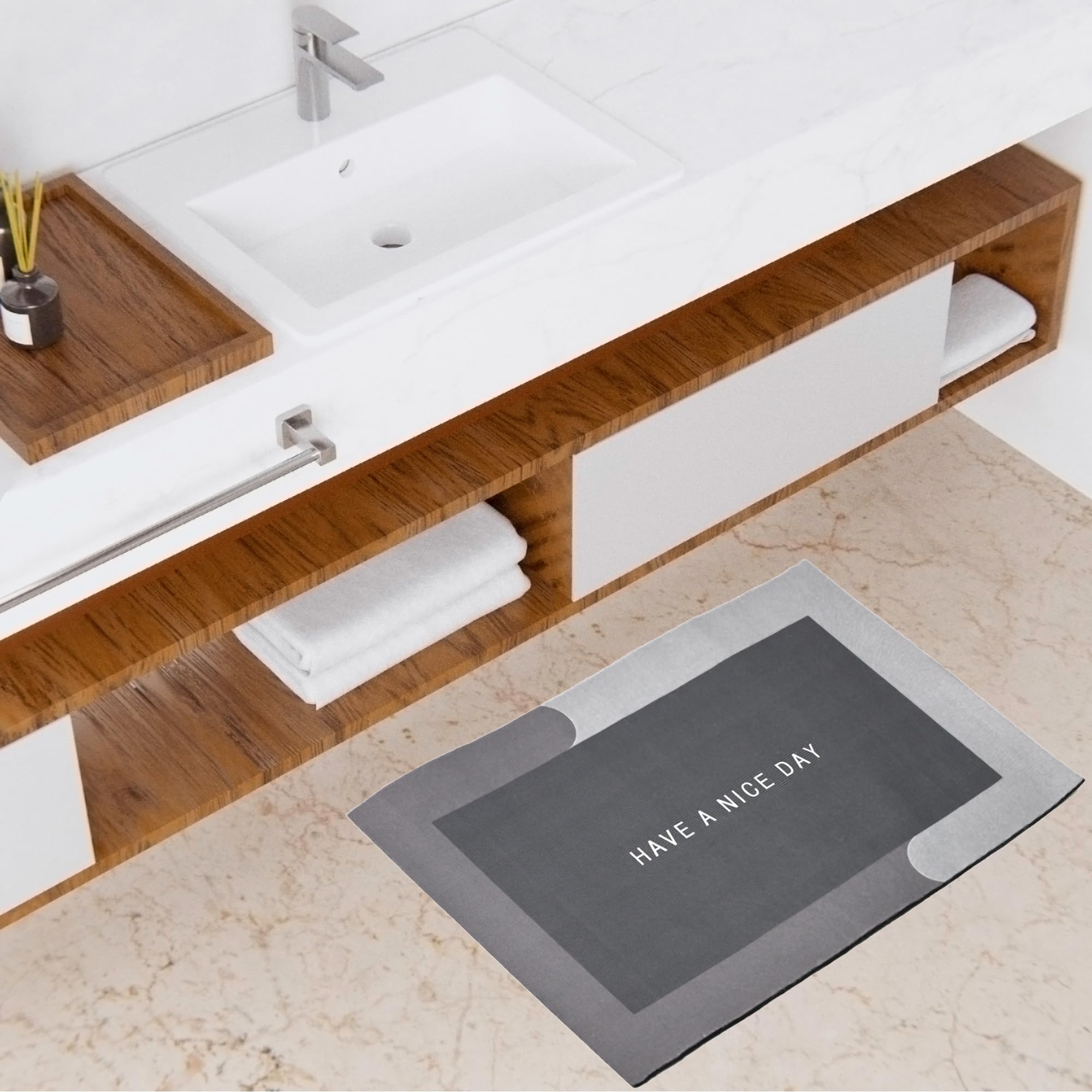 Kuber Industries Rectangular Bathmat | Soft Anti Skid Door Mat | Non Woven Floor Mat for Home | Non-Slip Mat for Shower-Bathtub | HY095 | Gray-image-35