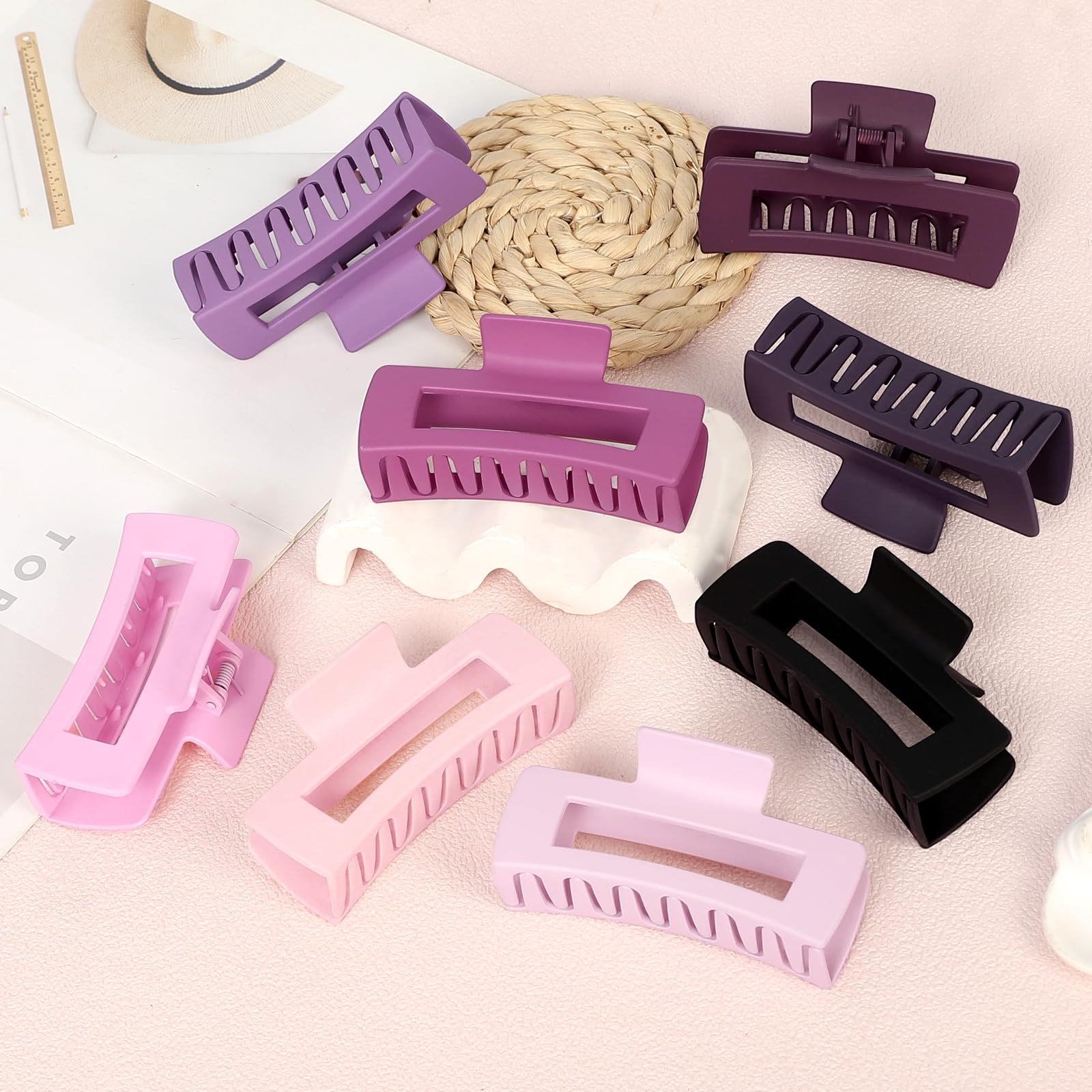 CHANDAT Große Haarspangen, 10,4 cm, bunt, 8 Stück – Haarspangen für dickes und dünnes Haar, quadratische Haarklammern, Großpackung Haarschmuck für Damen und Mädchen (Lavendel)