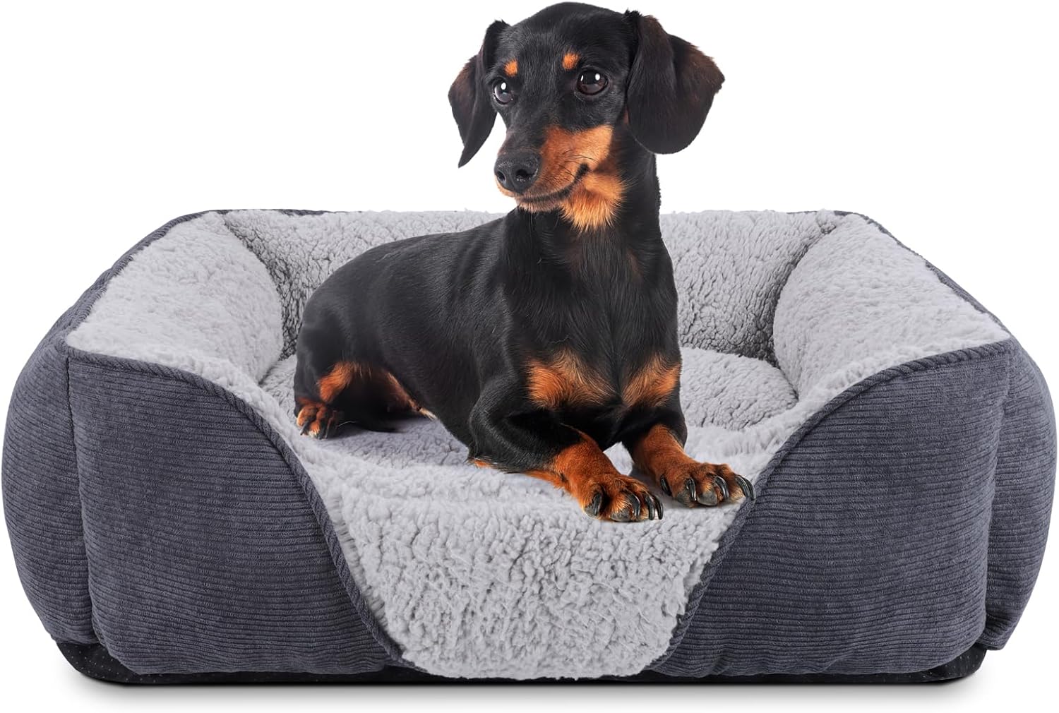 JOEJOY Dog Cat Bed – Soft Wool Fleece Small Pet Sofa, Washable Dog Bed for Dogs, Cats, Kittens and Puppies, 51x49x16cm