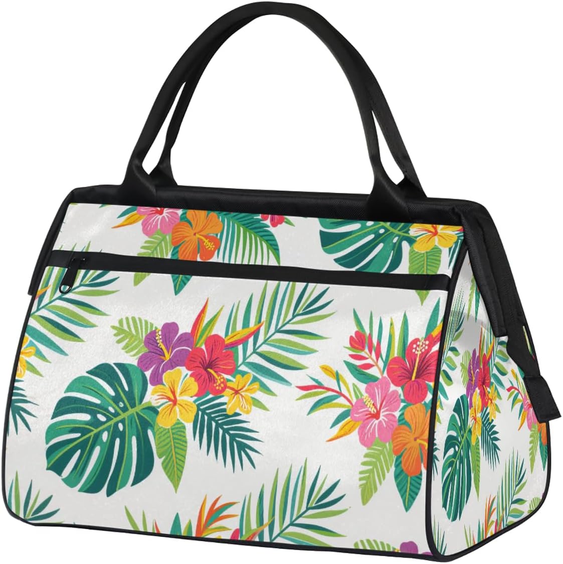 Travel Gym Bag - Tropical Flowers Large Capacity Tote for Men Women - Shoulder Weekender Bag for Travel Yoga School - Mommy Hospital for Labor Delivery