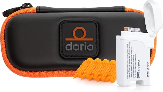 Dario Bundle 100 Test Strips, 100 Lancets & Blood Glucose Travel Case Black