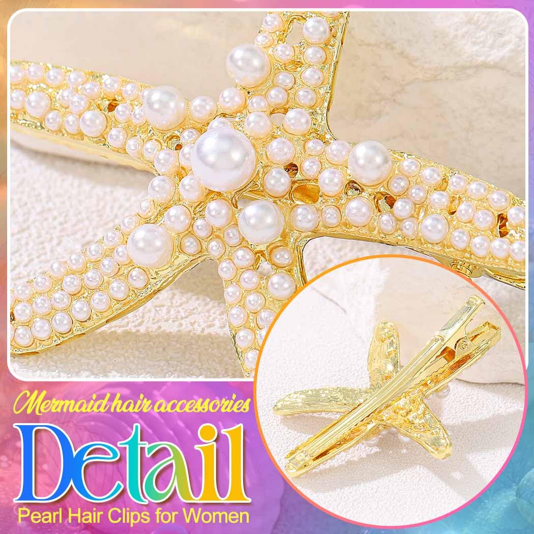 BARTOSI Starfish Hair Clips Gold Mermaid Hair Clip Hair Accessories Women image 4