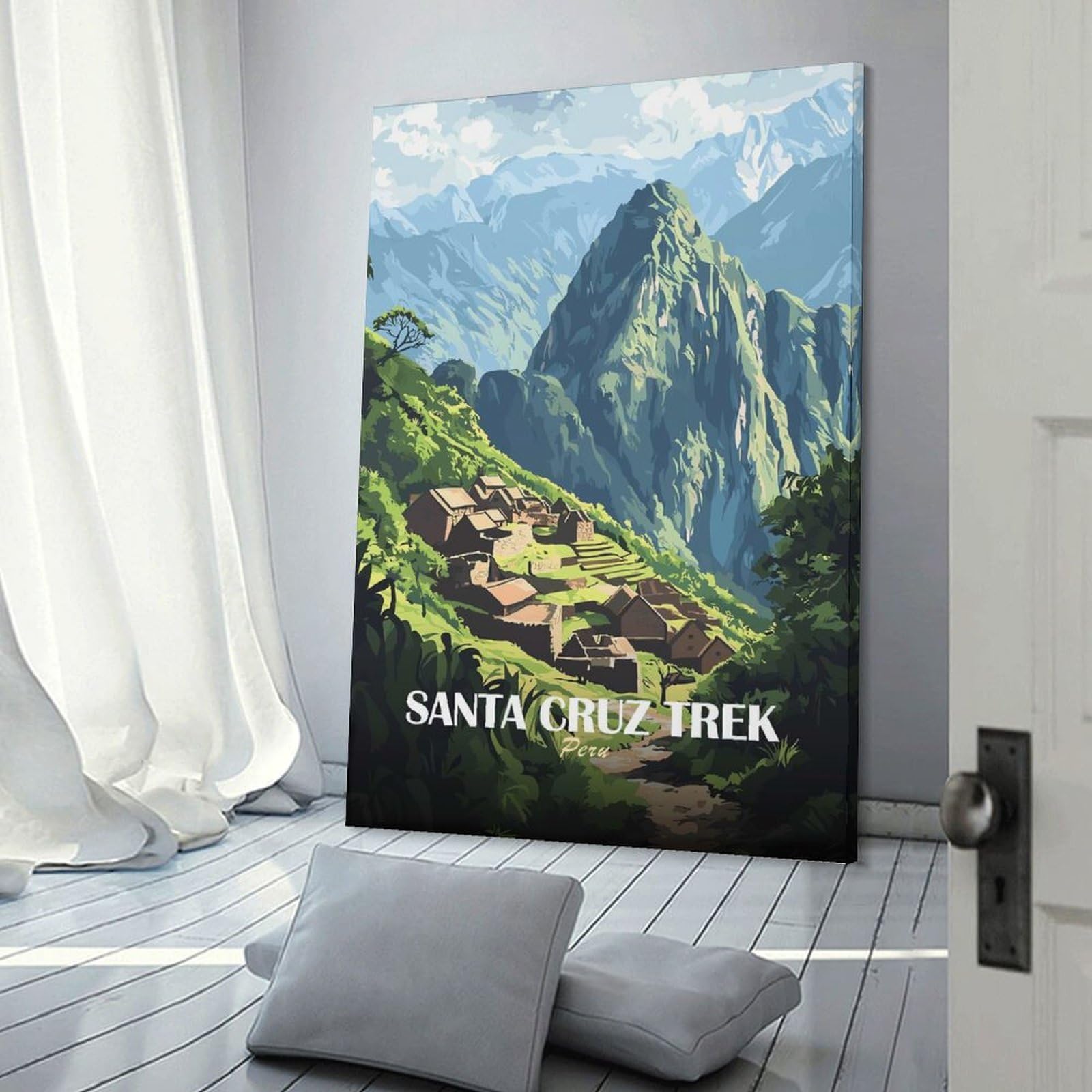Junmoney Hanging Wall Art Santa Cruz Trek Peru Travel, 08x12inch(20x30cm), for Wall Displays, Bedrooms Or Room Updates, Wall Decor Suited to Curated Displays
