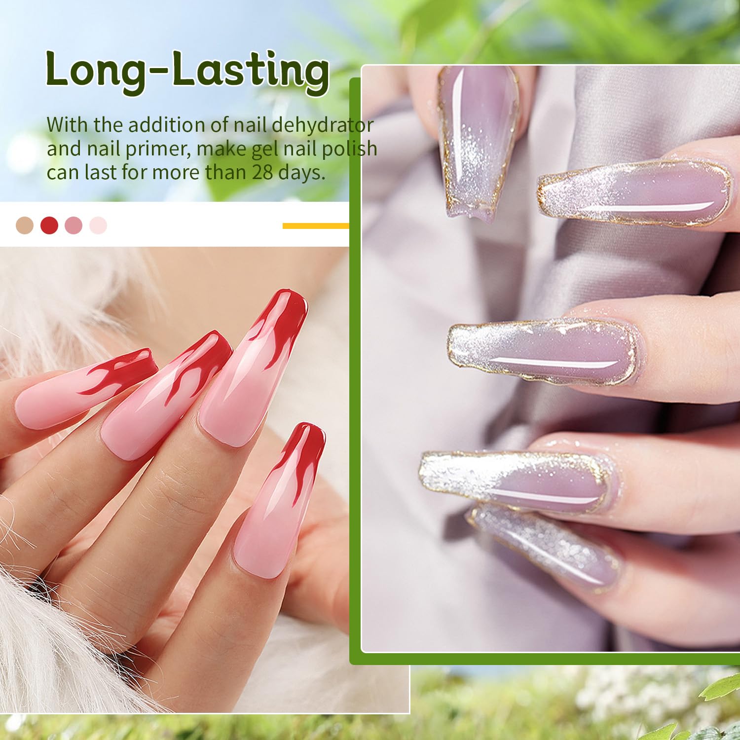 JODSONE 4 Bottiglie 10ML Primer per unghie Base Coat Top Coat Lucido ad asciugatura rapida durevole DIY Nail Art Design Regalo di lunga durata per le ragazze - 3