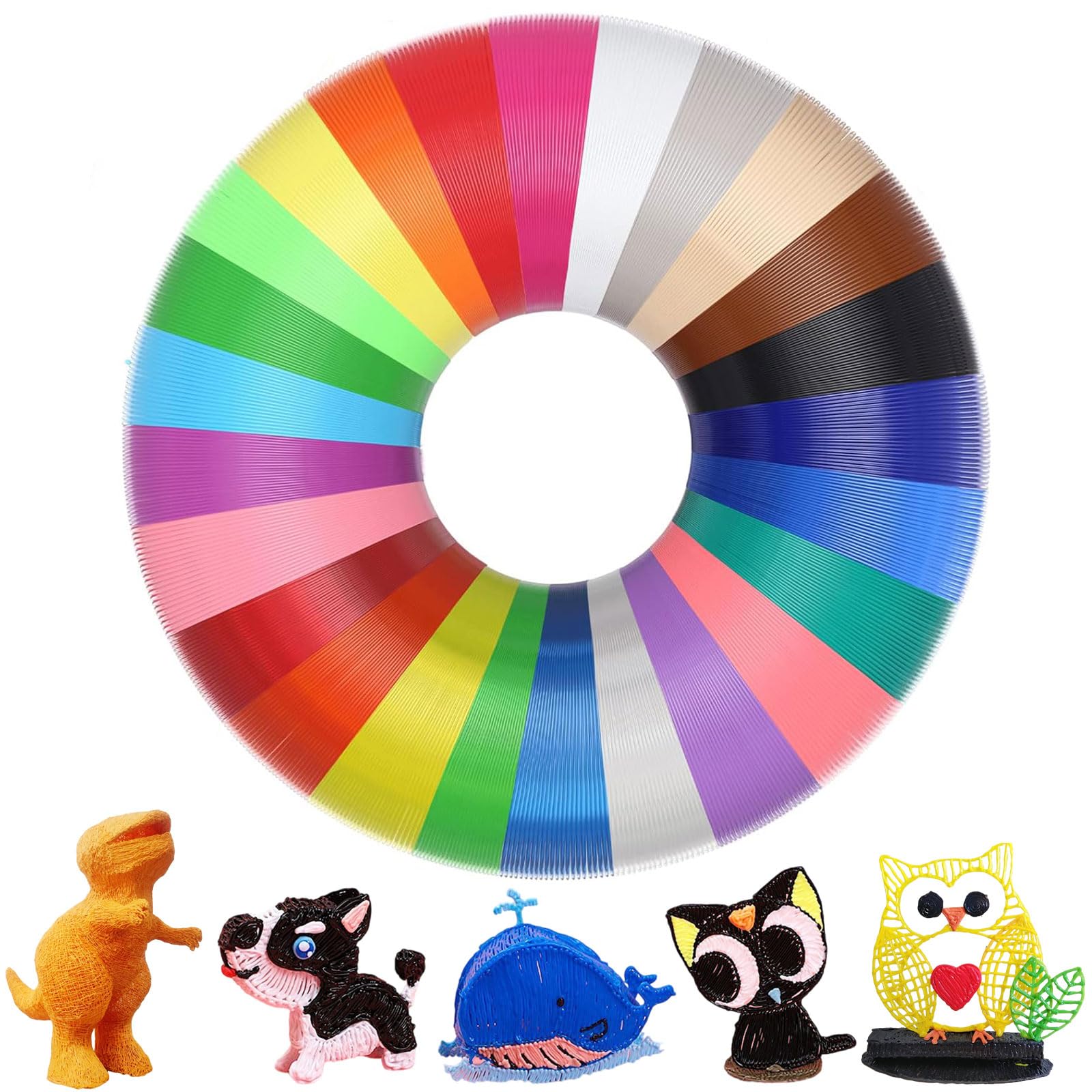 Filamento de 3D Pluma, 25 Colores Lápiz 3D Filamento 1,75mm, 5 Metros de Largo para Lápices 3D de Alta Temperatura