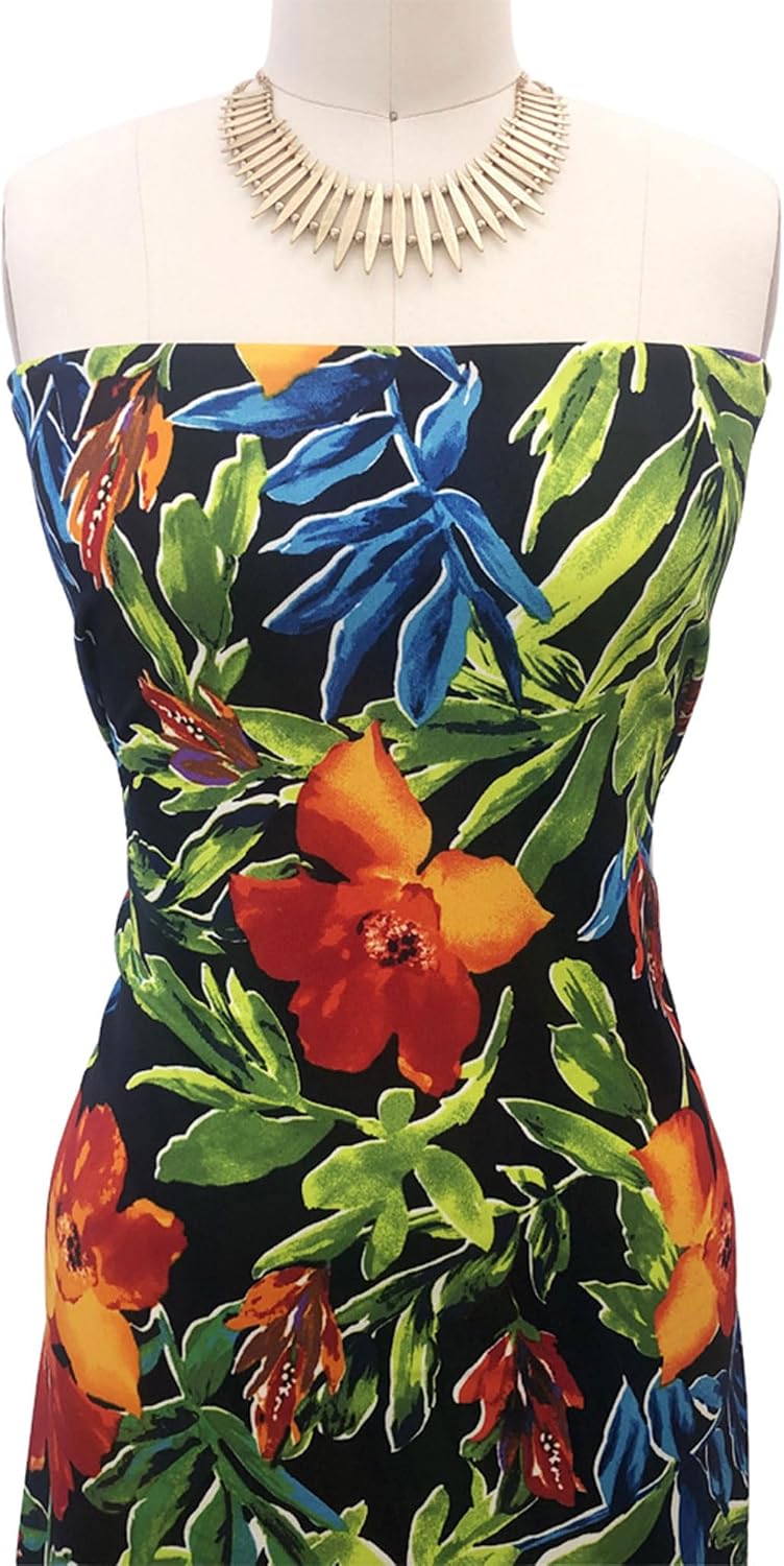 Printed Scuba Crepe Knit Fabric Floral Tropical Pattern/2-Way Stretch Prints Fabric/DIY Projects