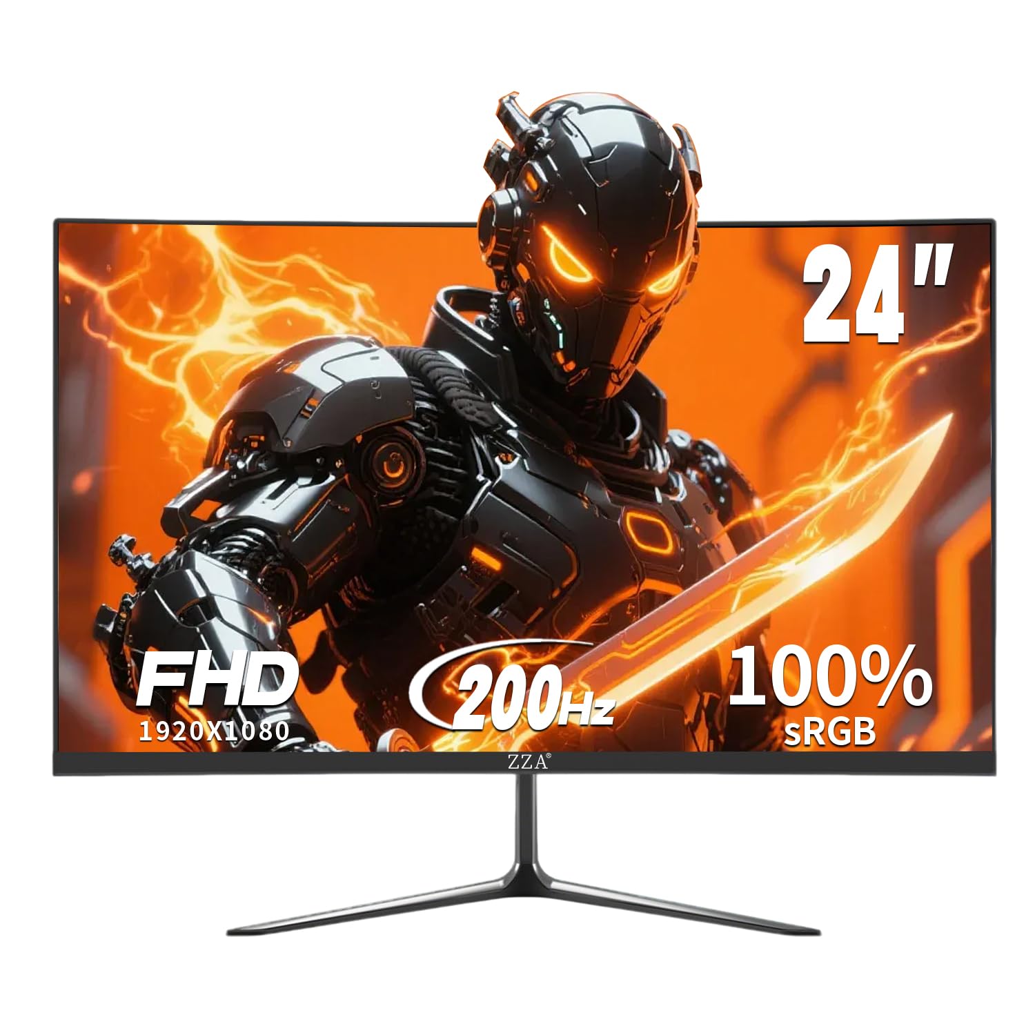 ZZA 24 Inch FHD 1080P 200Hz 144Hz Curved Gaming Monitor 1ms MPRT VA Panel 2800R Curvature AMD FreeSync