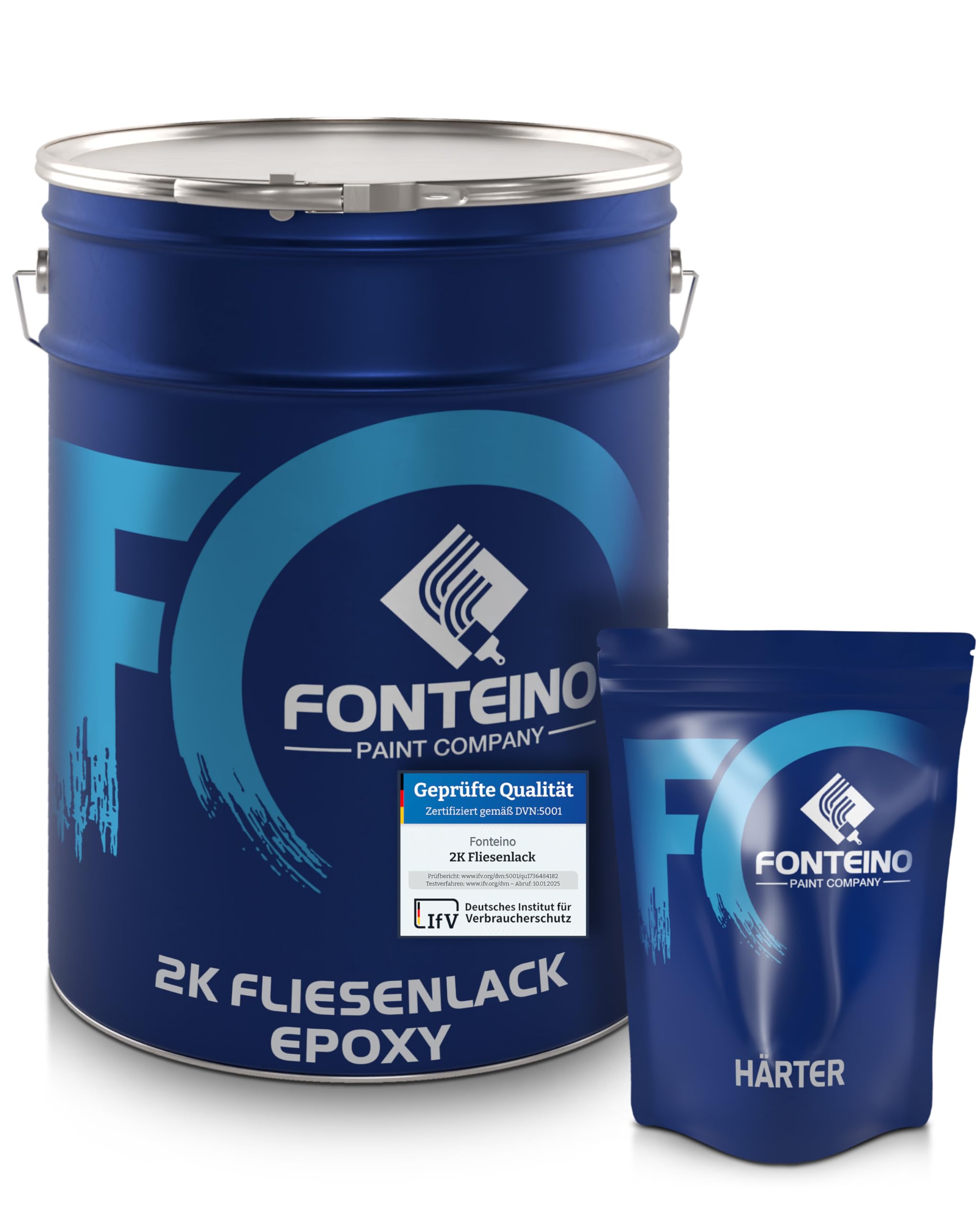2K Fliesenlack Fliesenfarbe Wandfliesen Bodenfliesen - Steingrau 5Kg