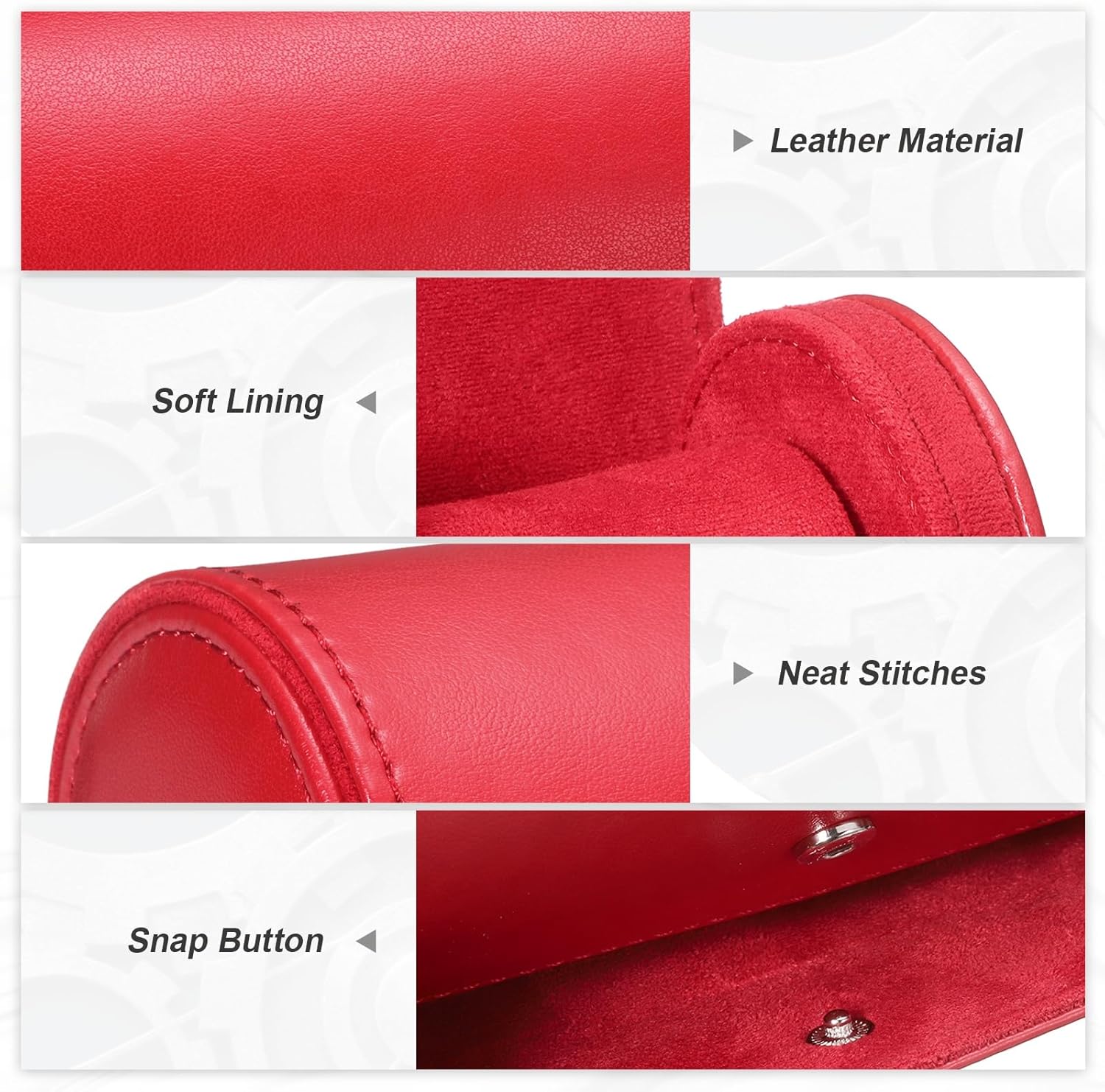 PATIKIL Watch Roll Travel Leather Case, Portable 3 Watch Roll Box with Pillow for Men Women Home Storage Display Gift Storaging Organizer, Red